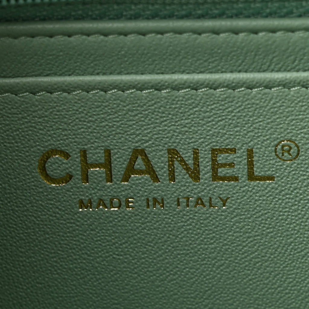 Lambskin Quilted Mini Rectangular Flap Light Green