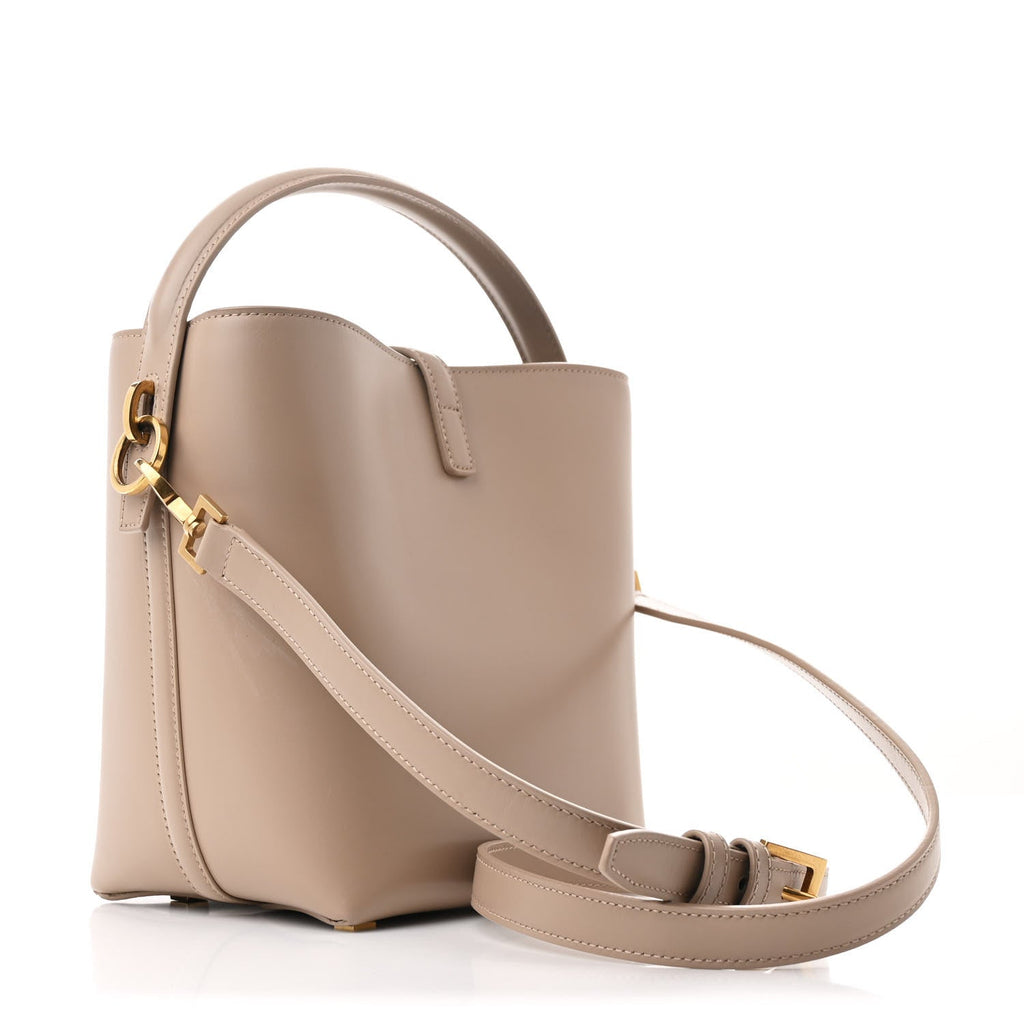 Shiny Calfskin Le 37 Small Bucket Bag Dark Beige
