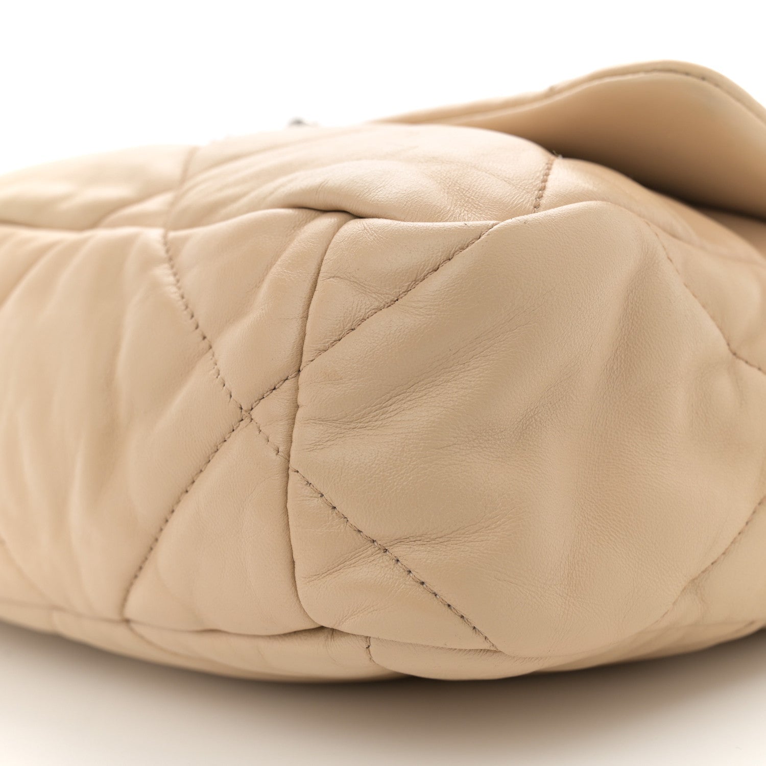 Goatskin Quilted Large Chanel 19 Flap Light Beige