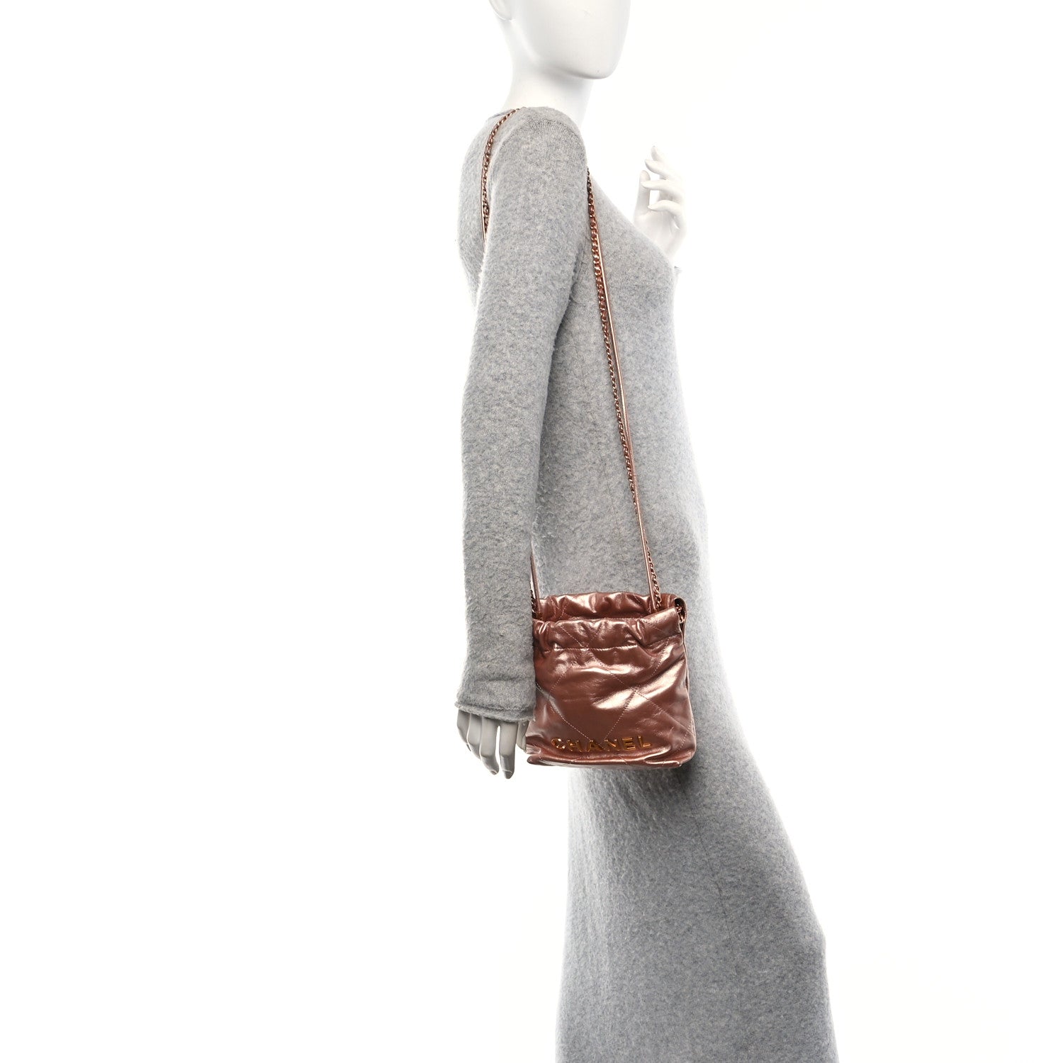 Metallic Calfskin Quilted Mini Chanel 22 Copper