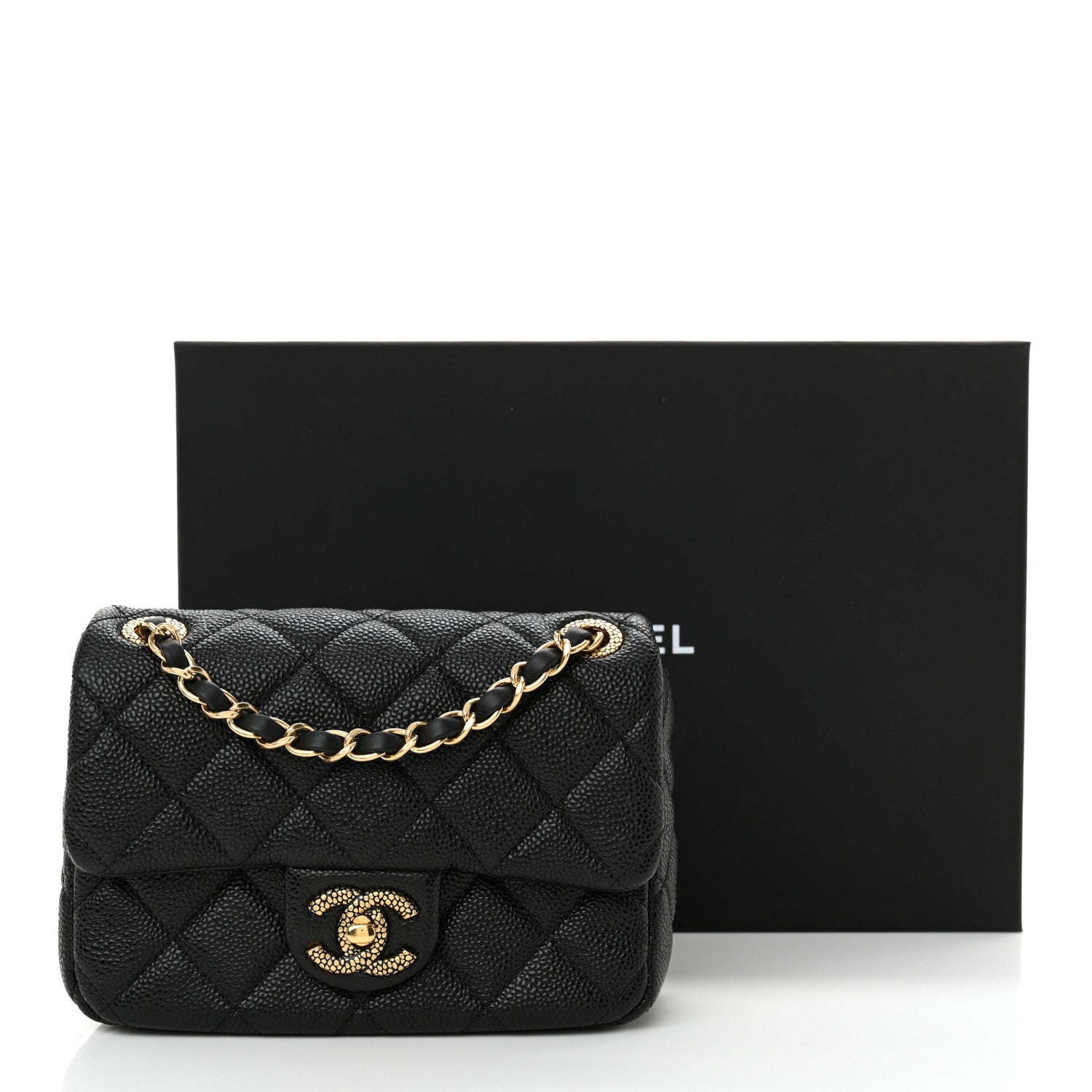 Grained Lambskin Quilted Mini Flap Black