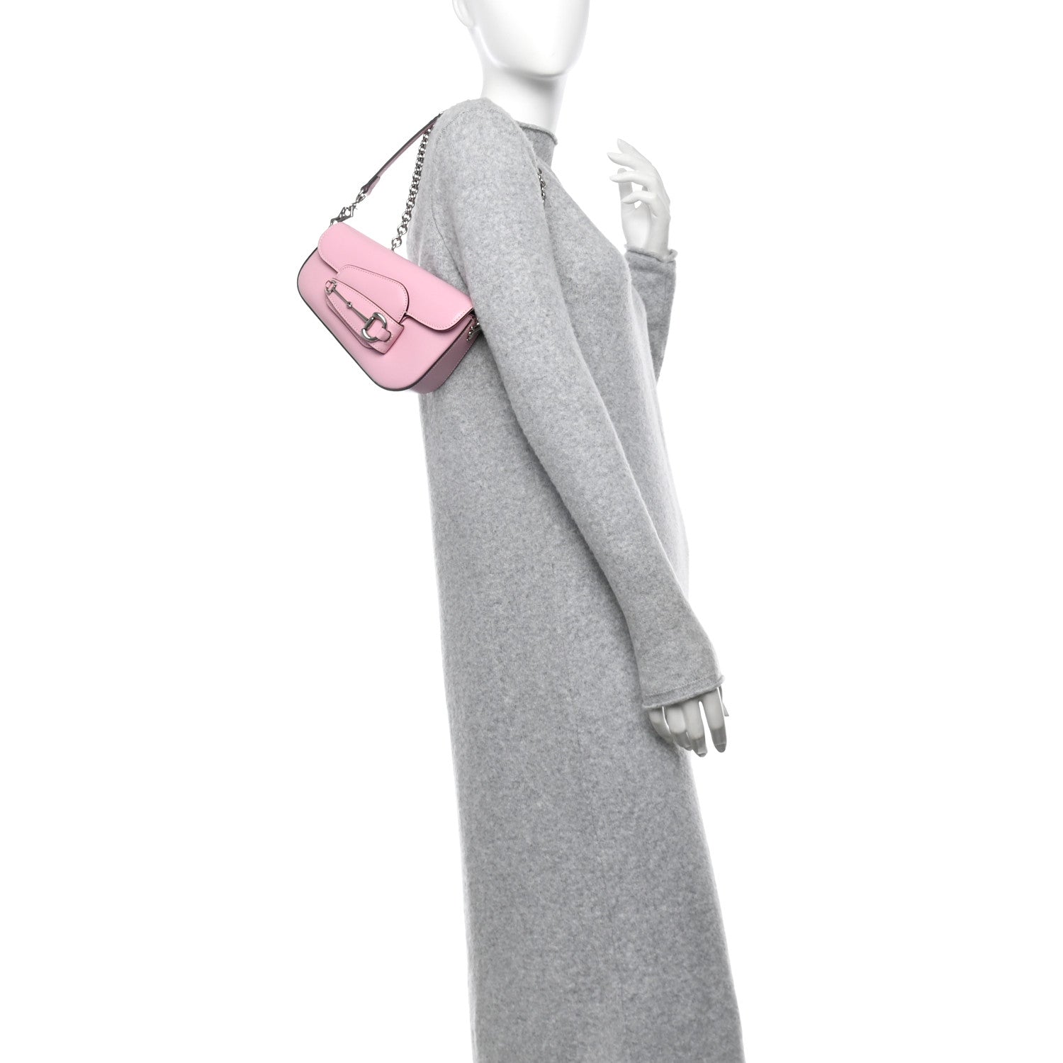 Calfskin Mini Horsebit 1955 Asymmetric Shoulder Bag Pink