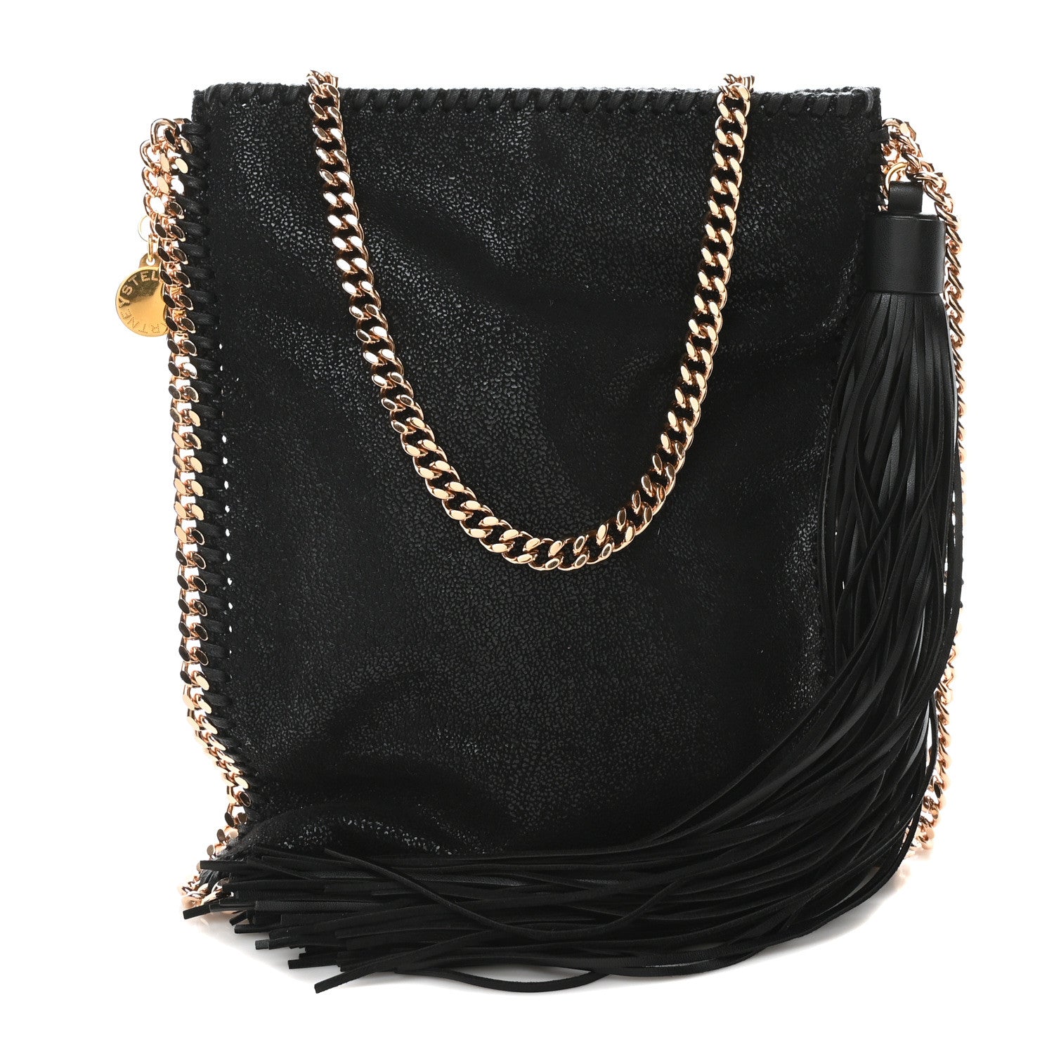 Shaggy Deer Falabella Tassel Flat Crossbody Black