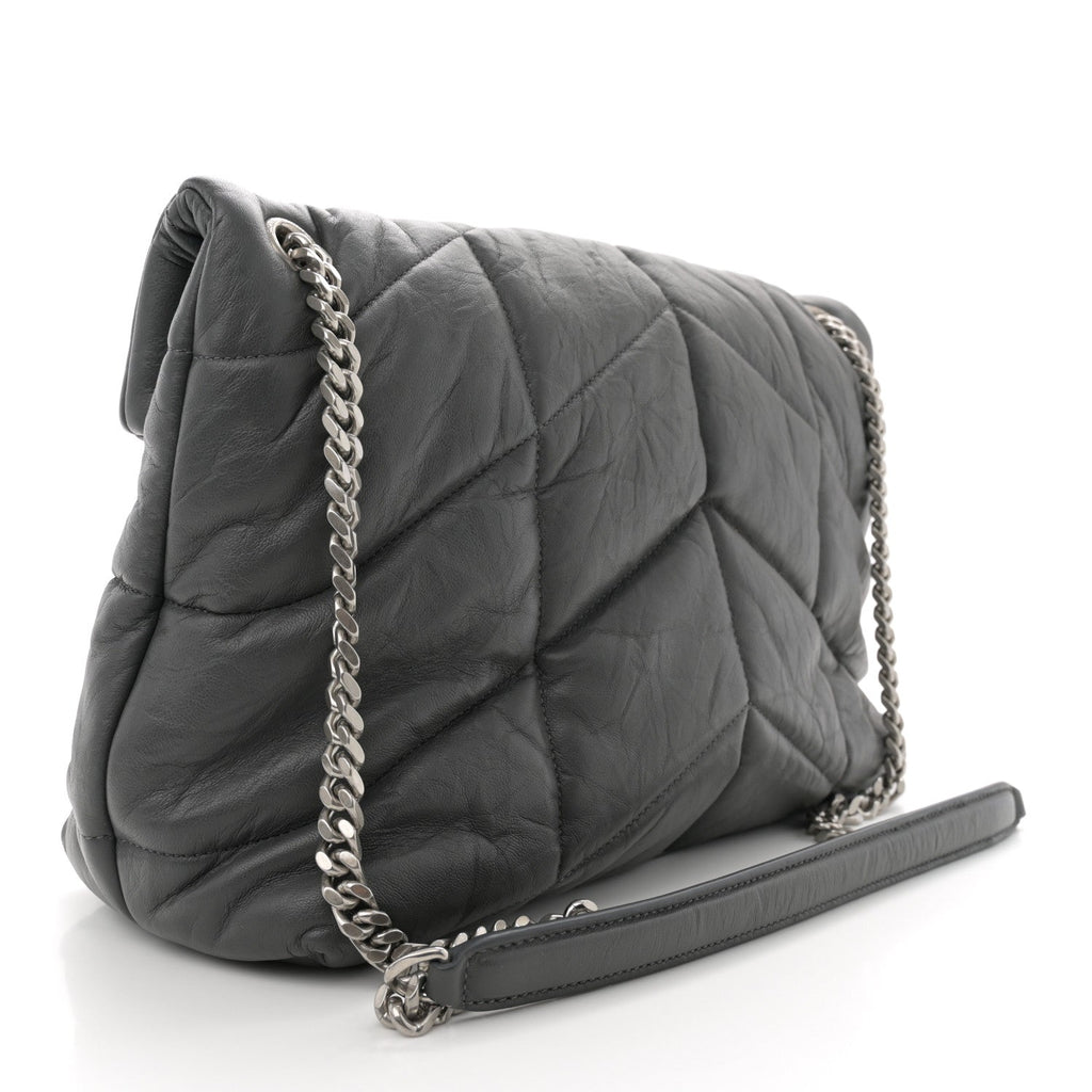 Calfskin Quilted Medium Loulou Puffer Monogram Chain Satchel Storm