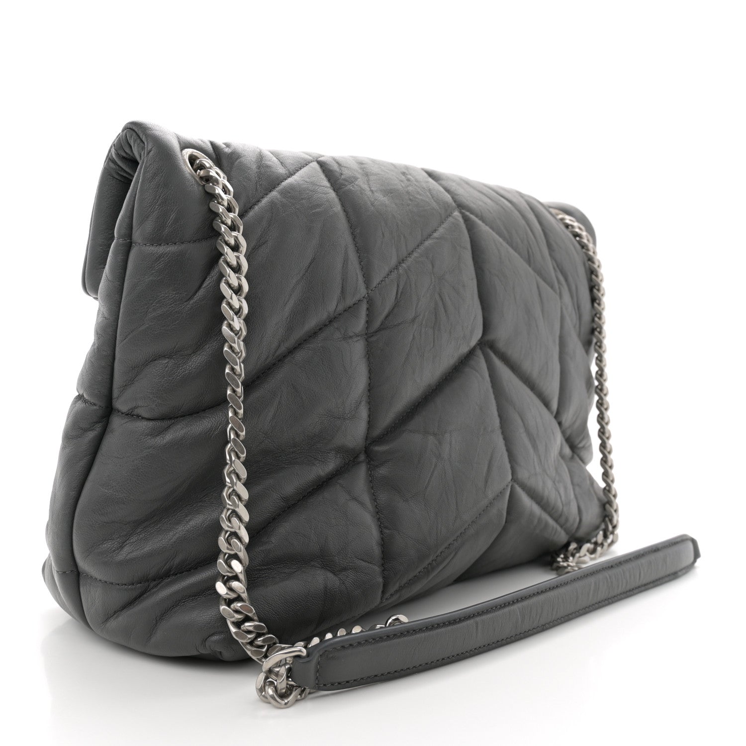 Calfskin Quilted Medium Loulou Puffer Monogram Chain Satchel Storm