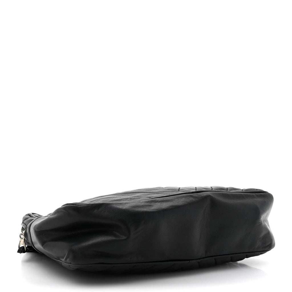 Lambskin Surpique Chevron Small Tote Black