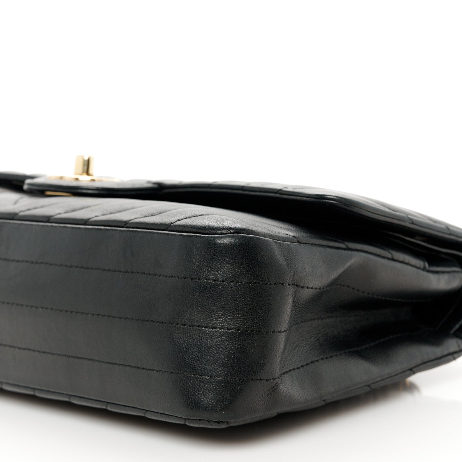 Lambskin Chevron Quilted Medium Double Flap Black