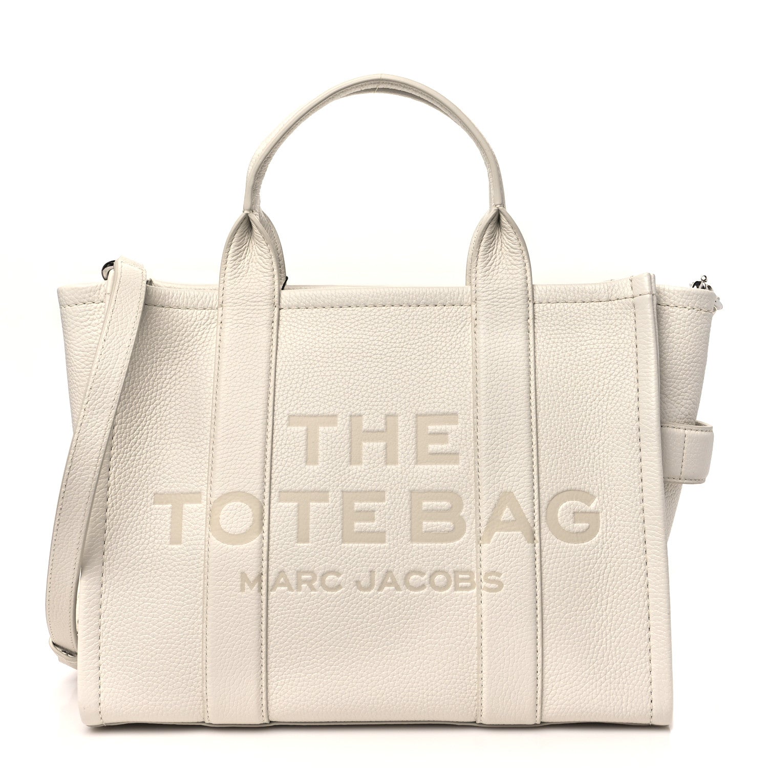Grained Calfskin Medium The Tote Bag Cotton Silver