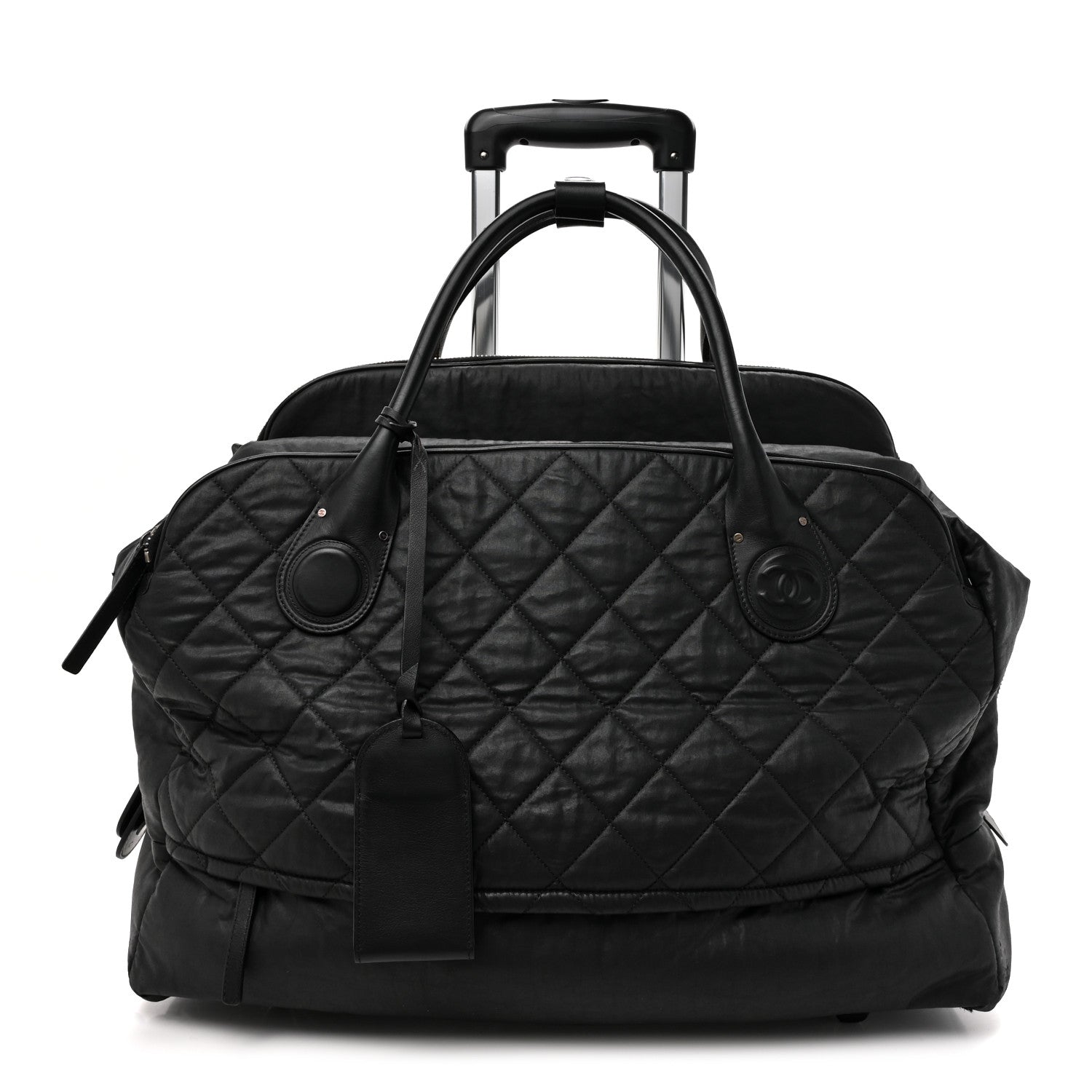 Nylon Quilted Duffle Trolley Black