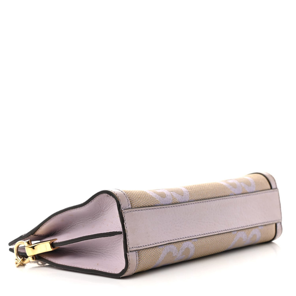 Monogram Jumbo GG Textured Dollar Calfskin Small Ophidia Chain Shoulder Bag Beige Lapis