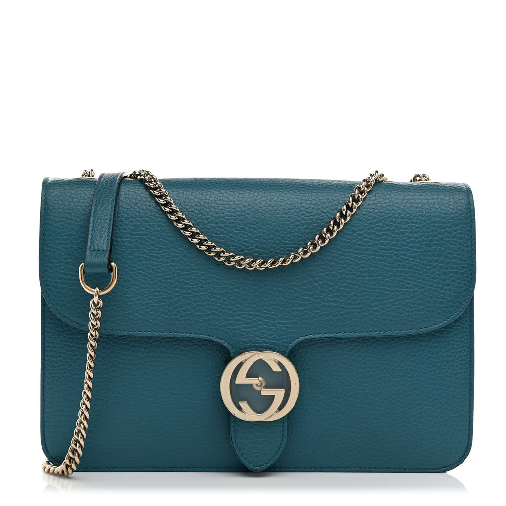 Dollar Calfskin Interlocking G Shoulder Bag Deep Cobalt