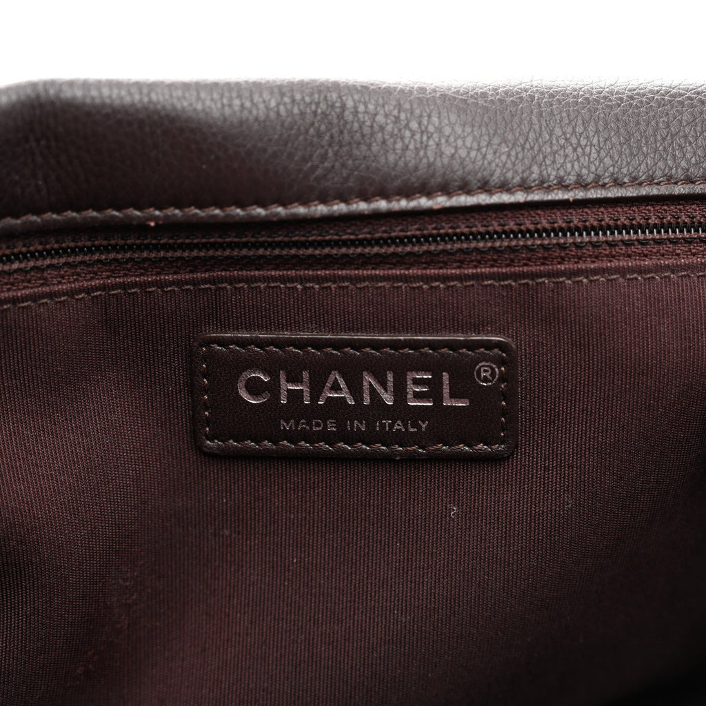 Calfskin Quilted Medium Frame in Chain Flap Brown