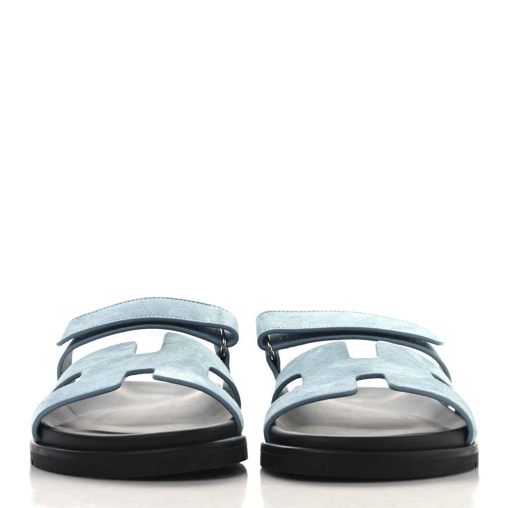 Suede Goatskin Womens Chypre Sandals 39 Bleu Mineral