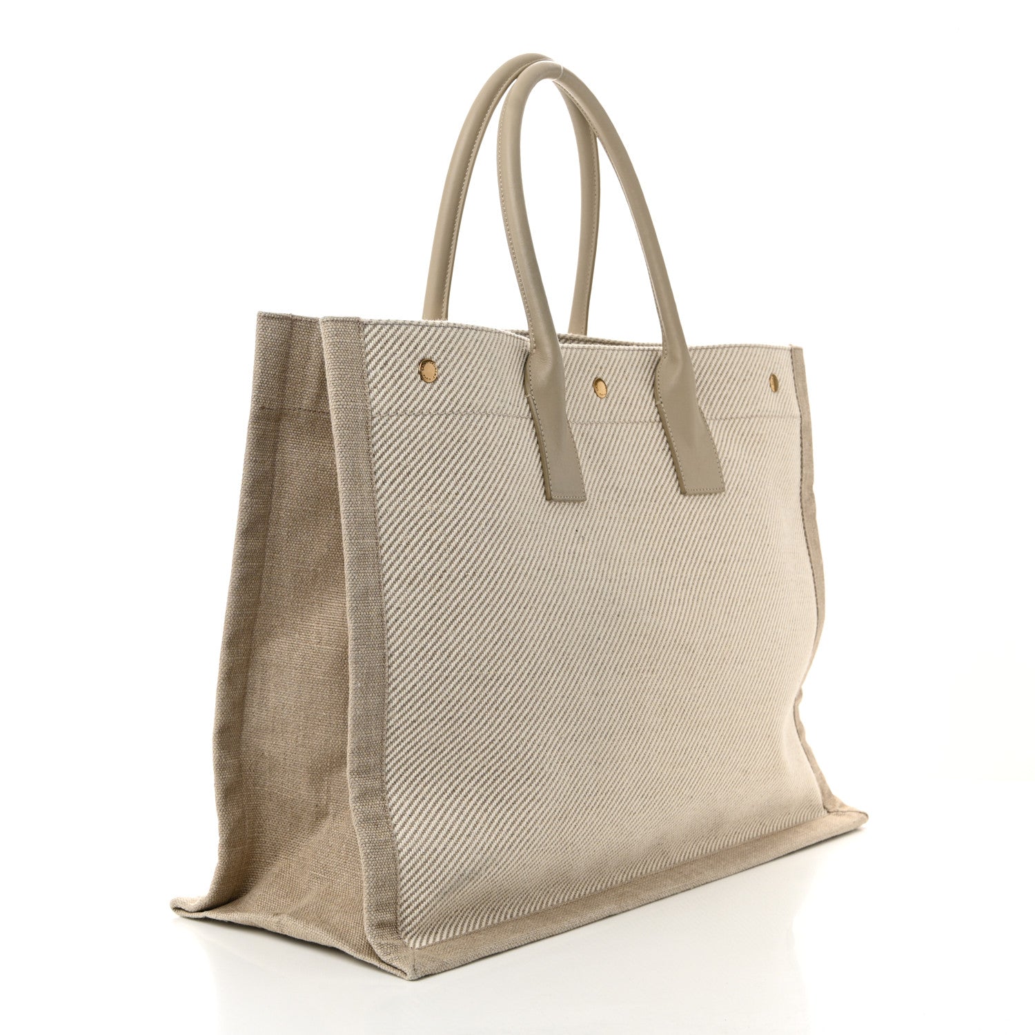 Linen Calfskin Rive Gauche Tote Beige Sea Salt