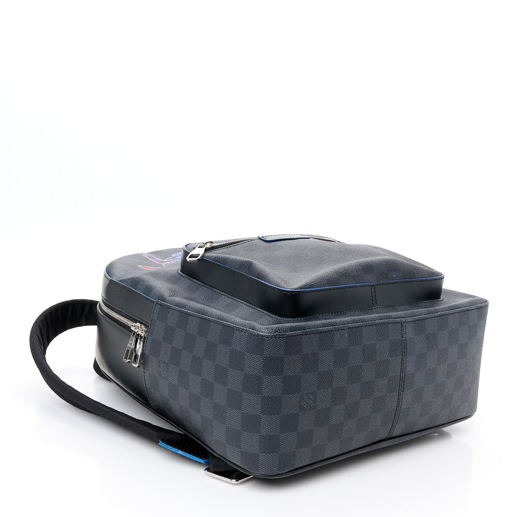 Damier Graphite Logo Josh Backpack Blue Multicolor