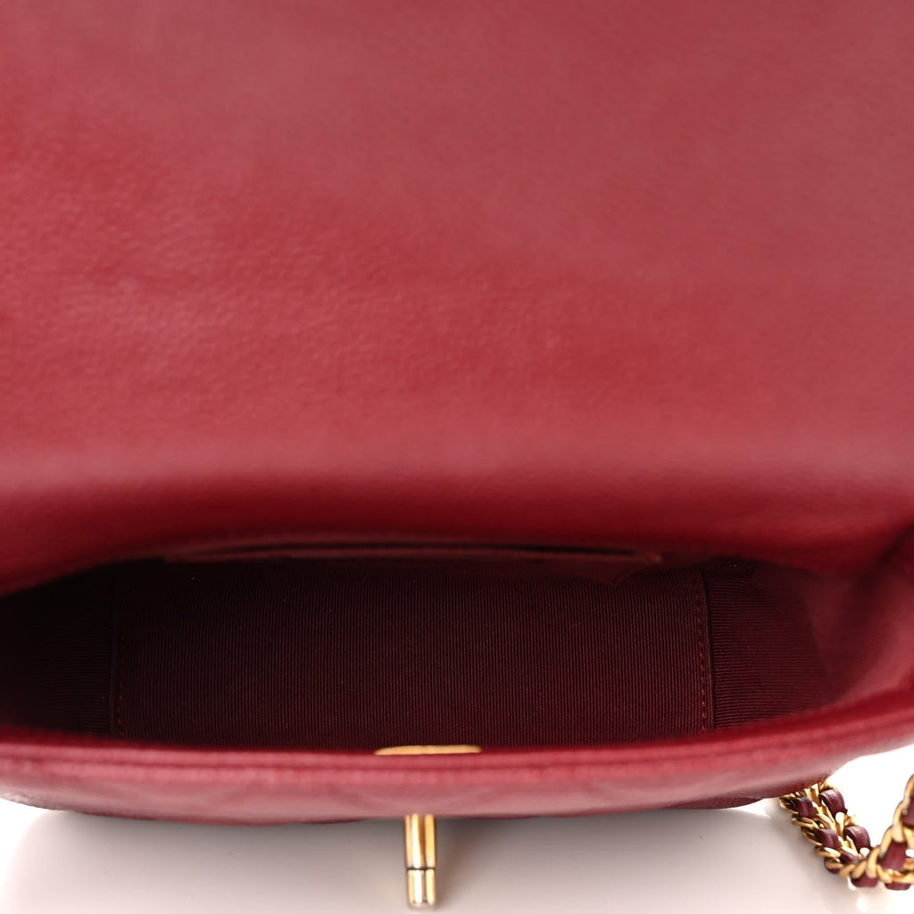 Caviar Quilted Mini Chain Soul Flap Burgundy