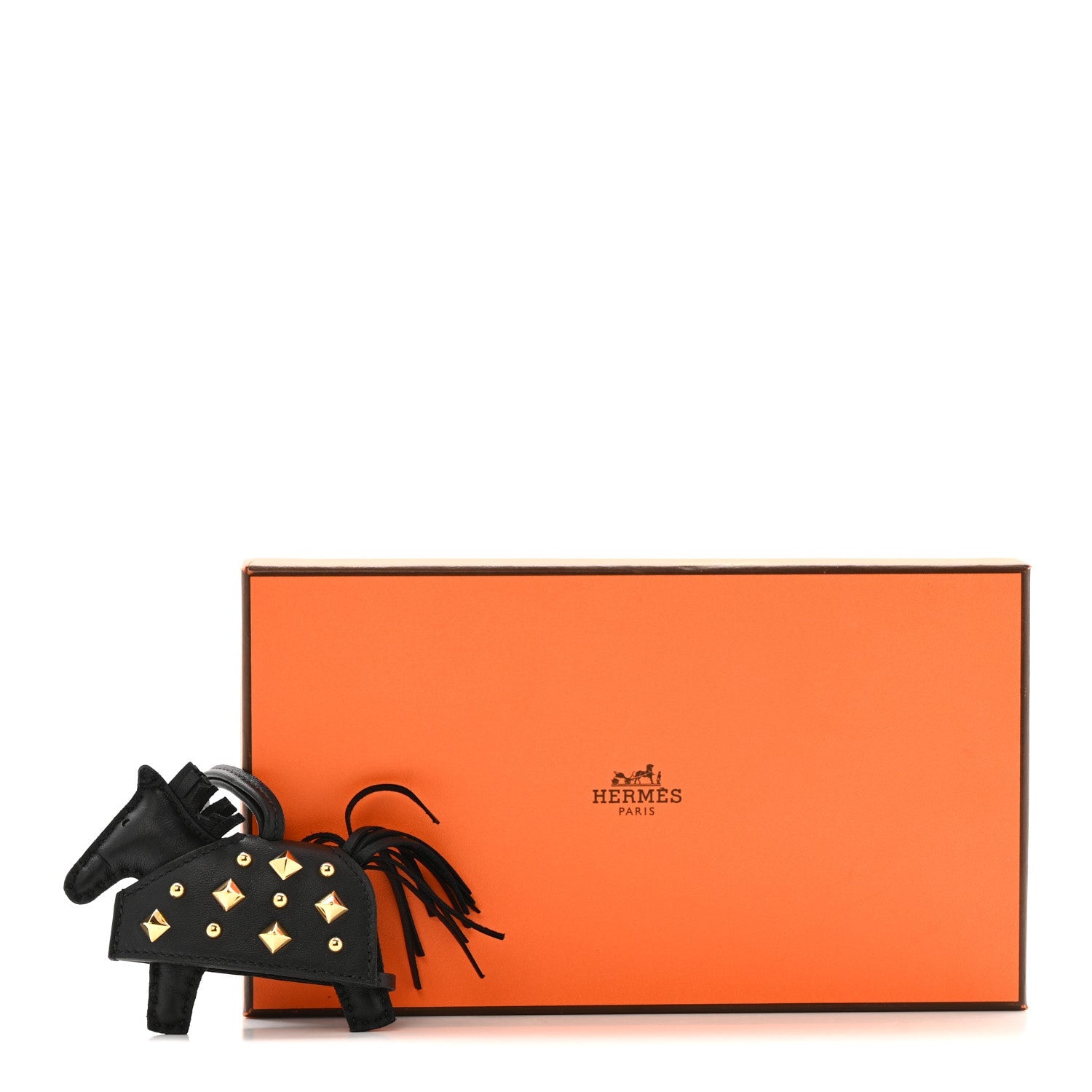 Milo Lambskin Studded Grigri Rodeo Robeo Rock Horse Bag Charm PM Black