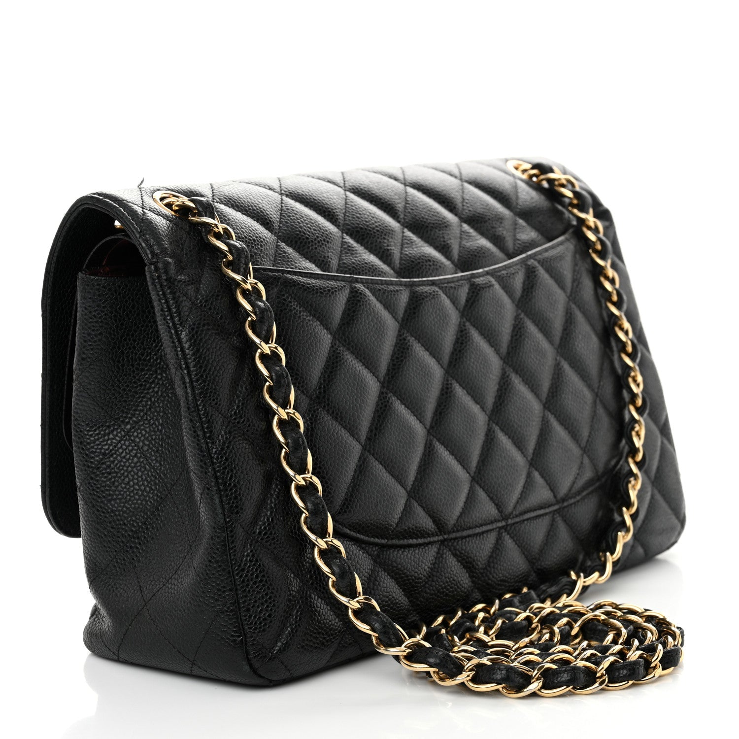 Caviar Quilted Jumbo Double Flap Black