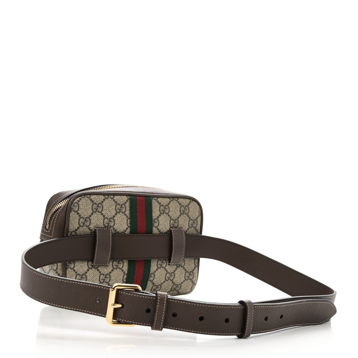 GG Supreme Monogram Web Small Ophidia Belt Bag 95 38 Dark Brown