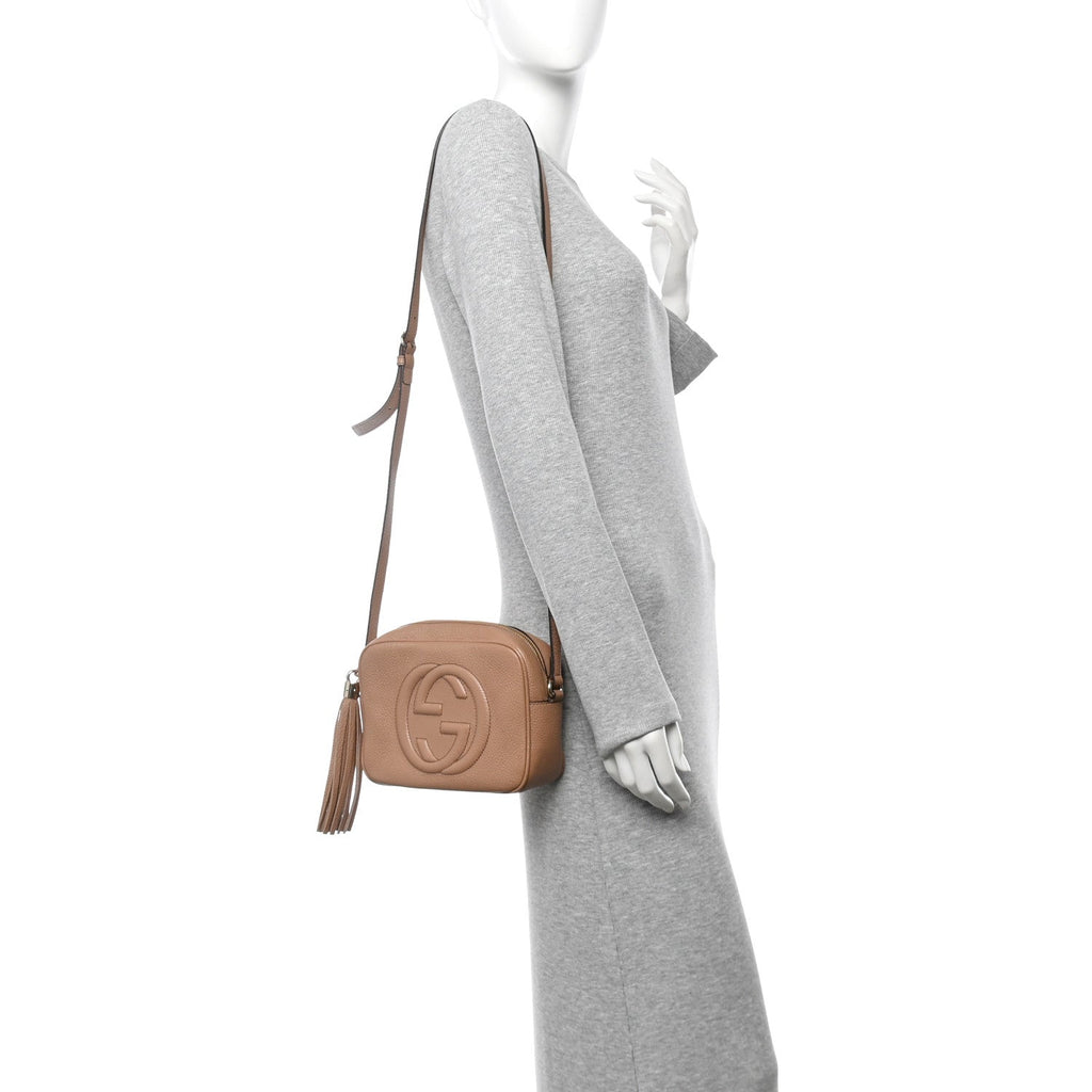 Pebbled Calfskin Small Soho Disco Bag Rose Beige