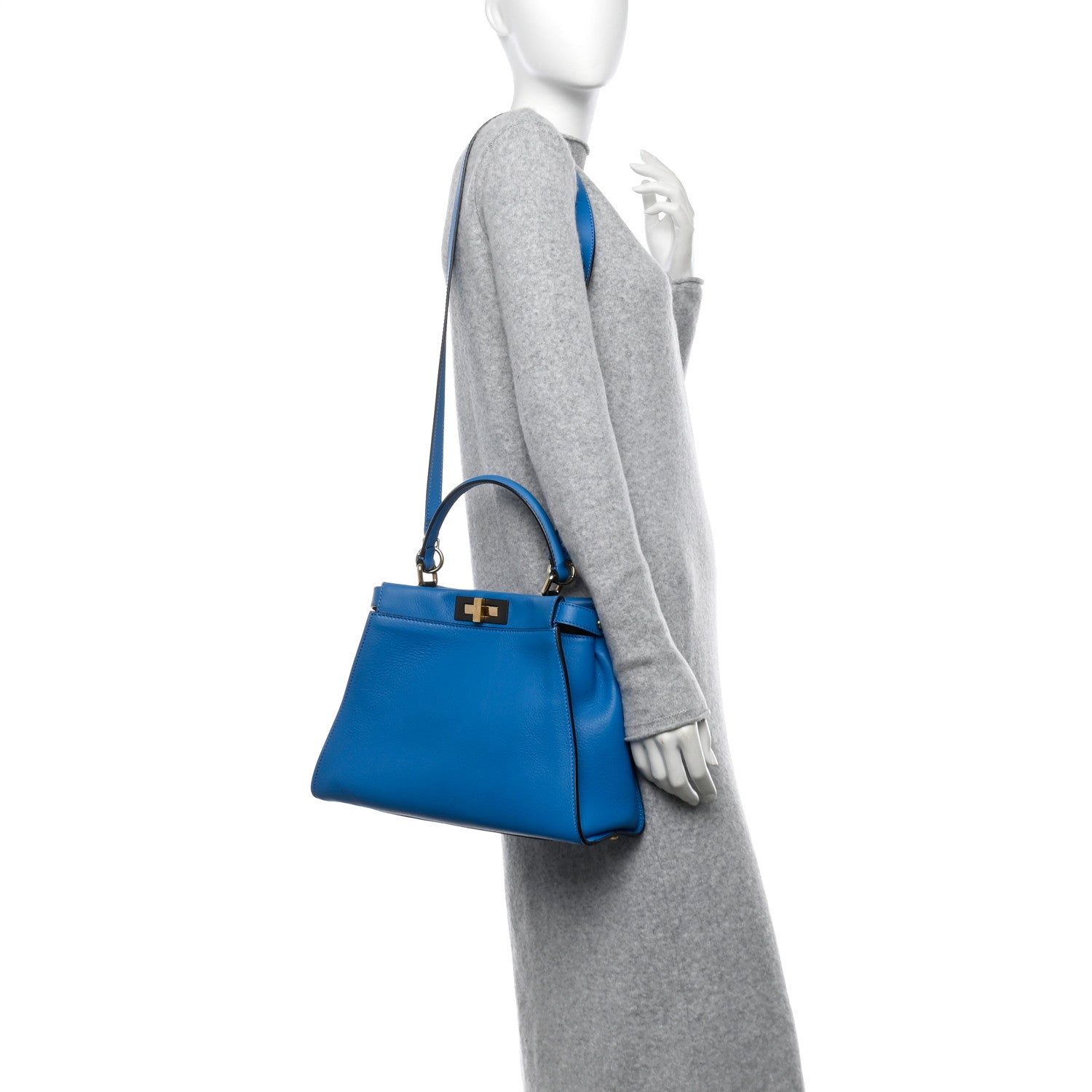 Vitello Seta Medium Peekaboo Iconic Satchel Blue Royal