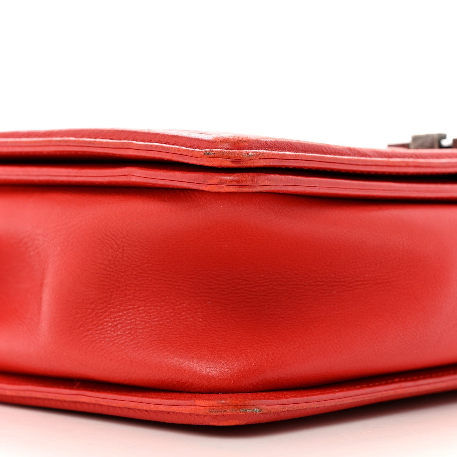 Calfskin Double Stitch New Medium Boy Flap Red