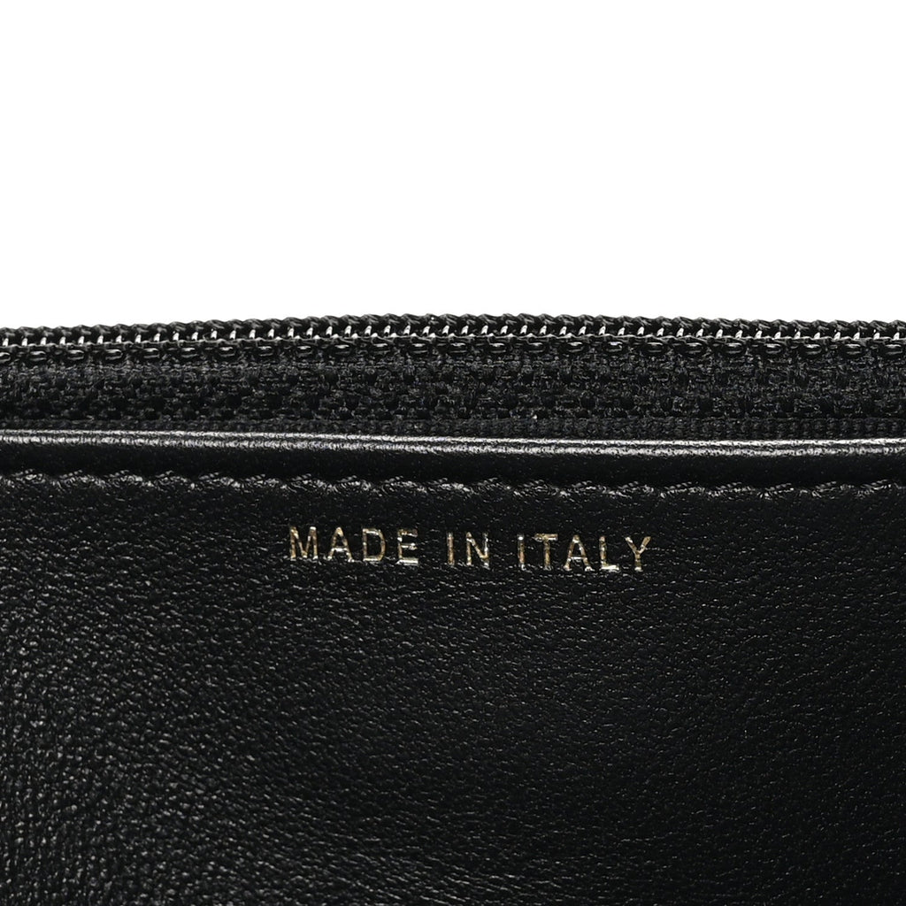 Lambskin Quilted Pearl Wallet On Chain WOC Black