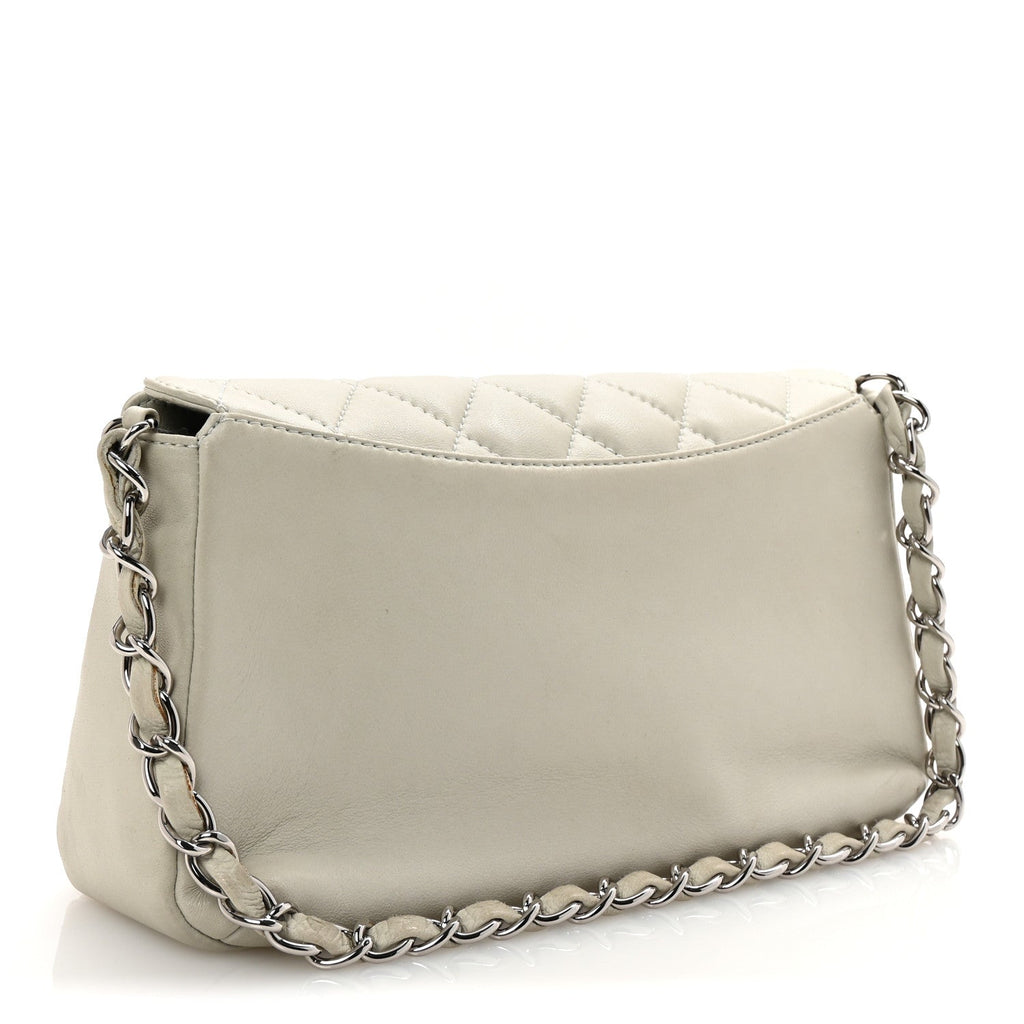 Lambskin Quilted Small Single Flap Bag Grey