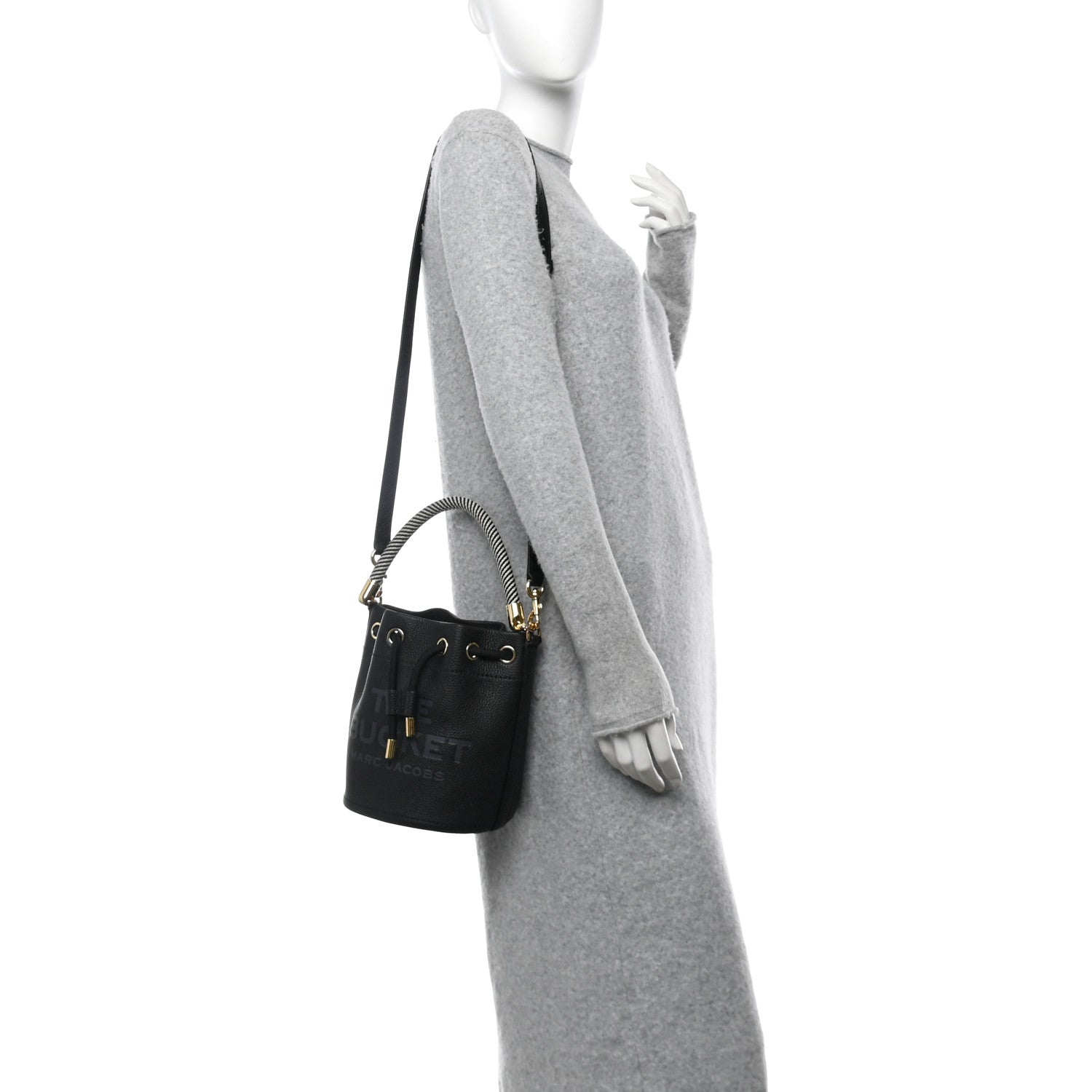 Grained Calfskin Mini The Bucket Bag Black