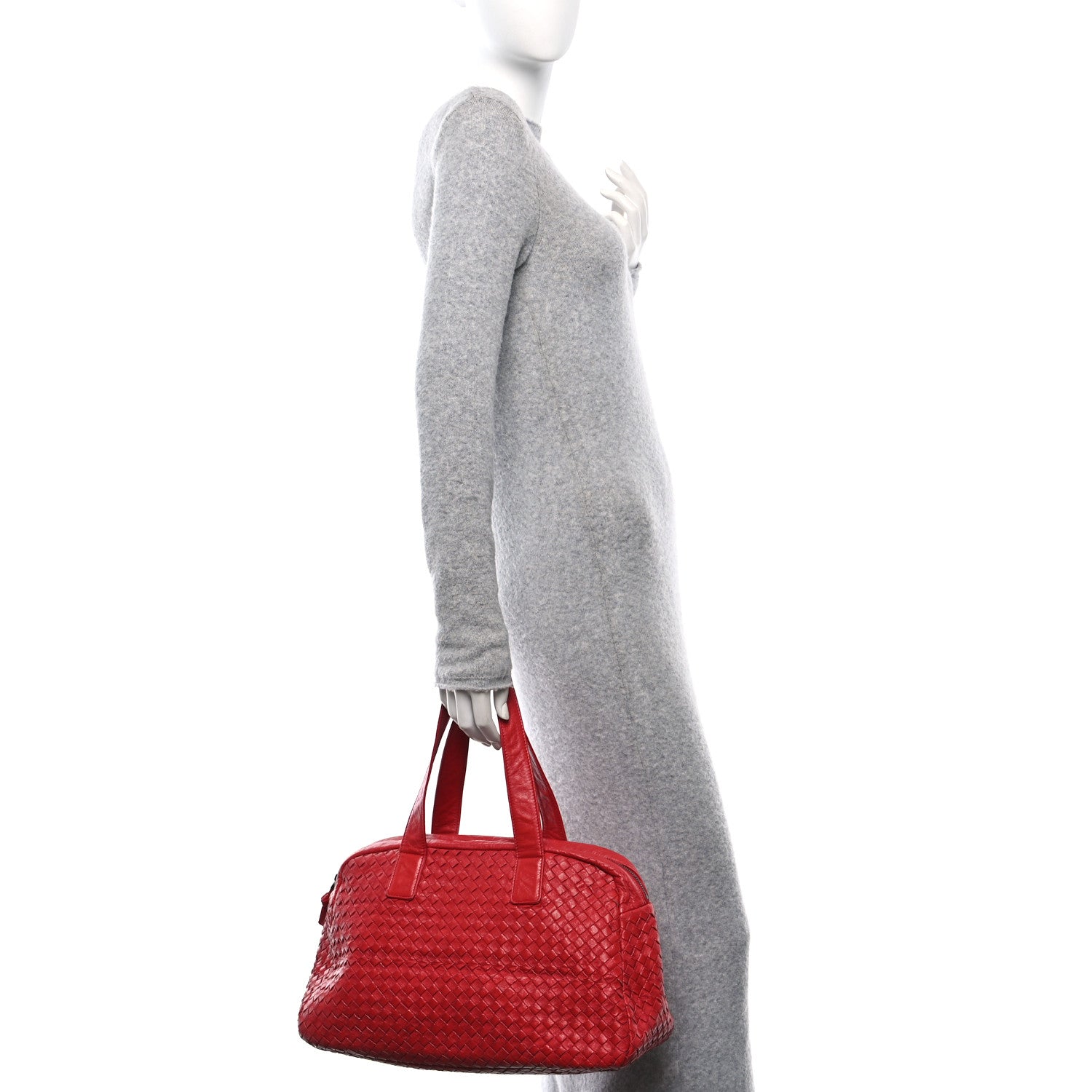 Nappa Intrecciato Boston Bag Carmine
