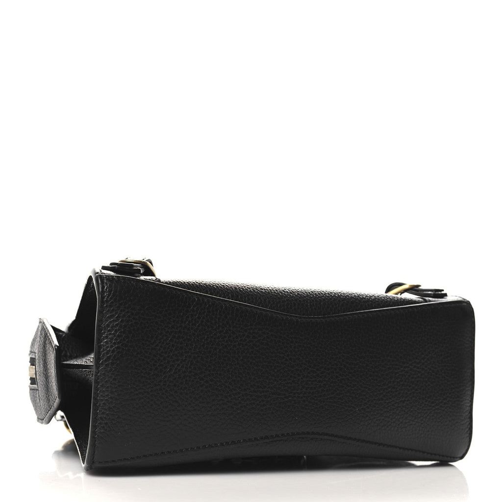 Grained Calfskin Neo Classic Gold Hardware Nano City Crossbody Black