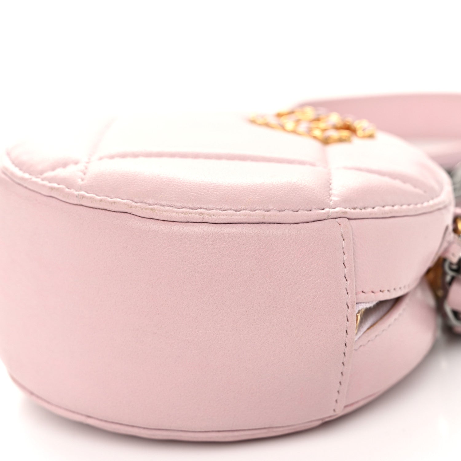 Lambskin Quilted Chanel 19 Round Clutch With Chain Pink