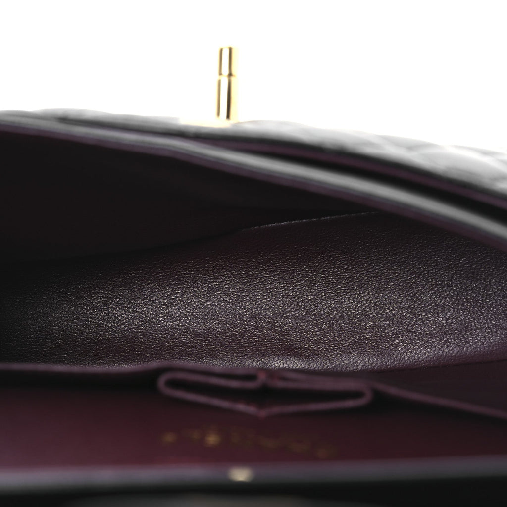 Lambskin Quilted Small Double Flap Black