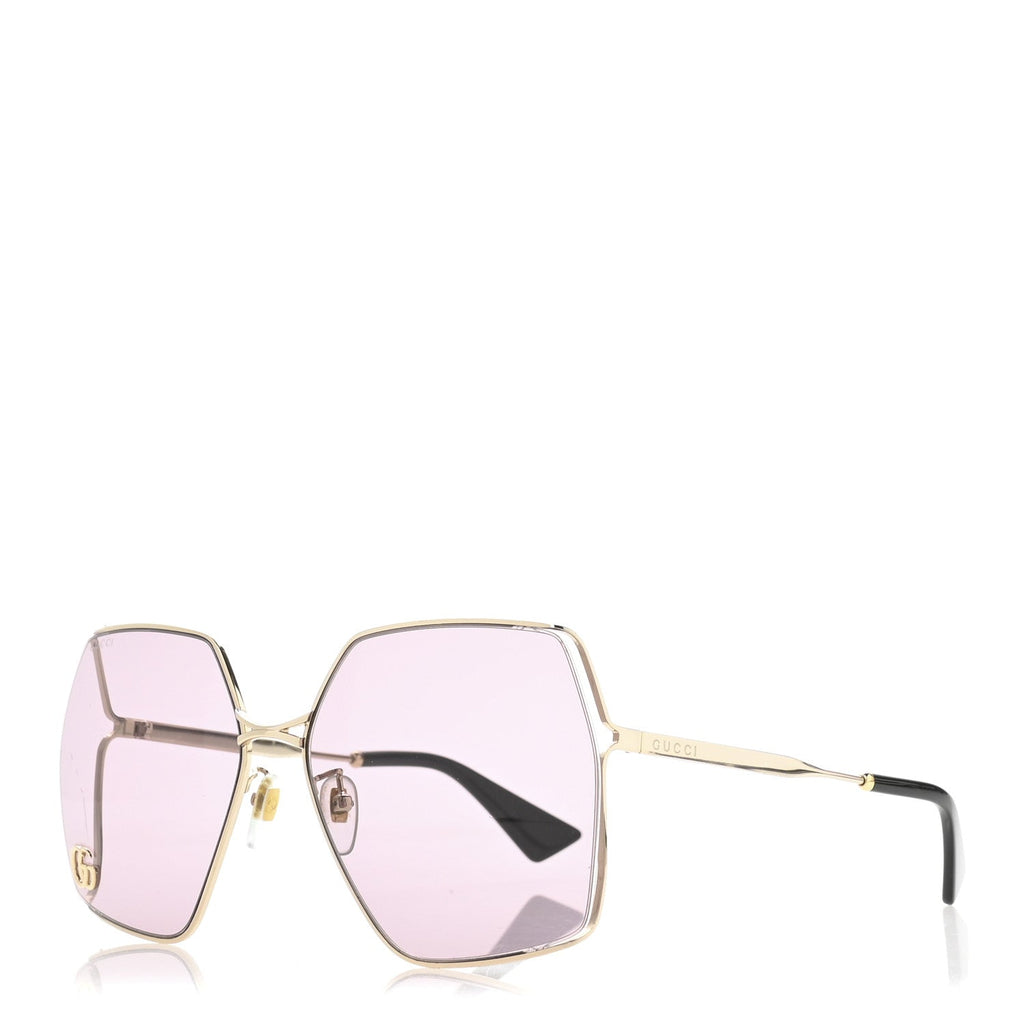 Metal Square Frame Sunglasses GG0817S Gold Purple