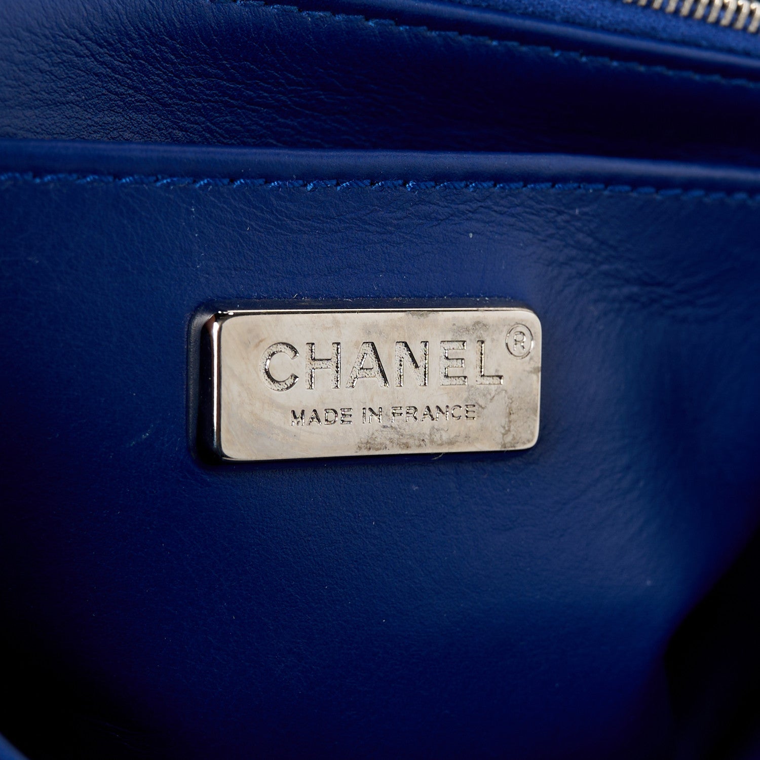 Snakeskin Mini Rectangular Flap Blue