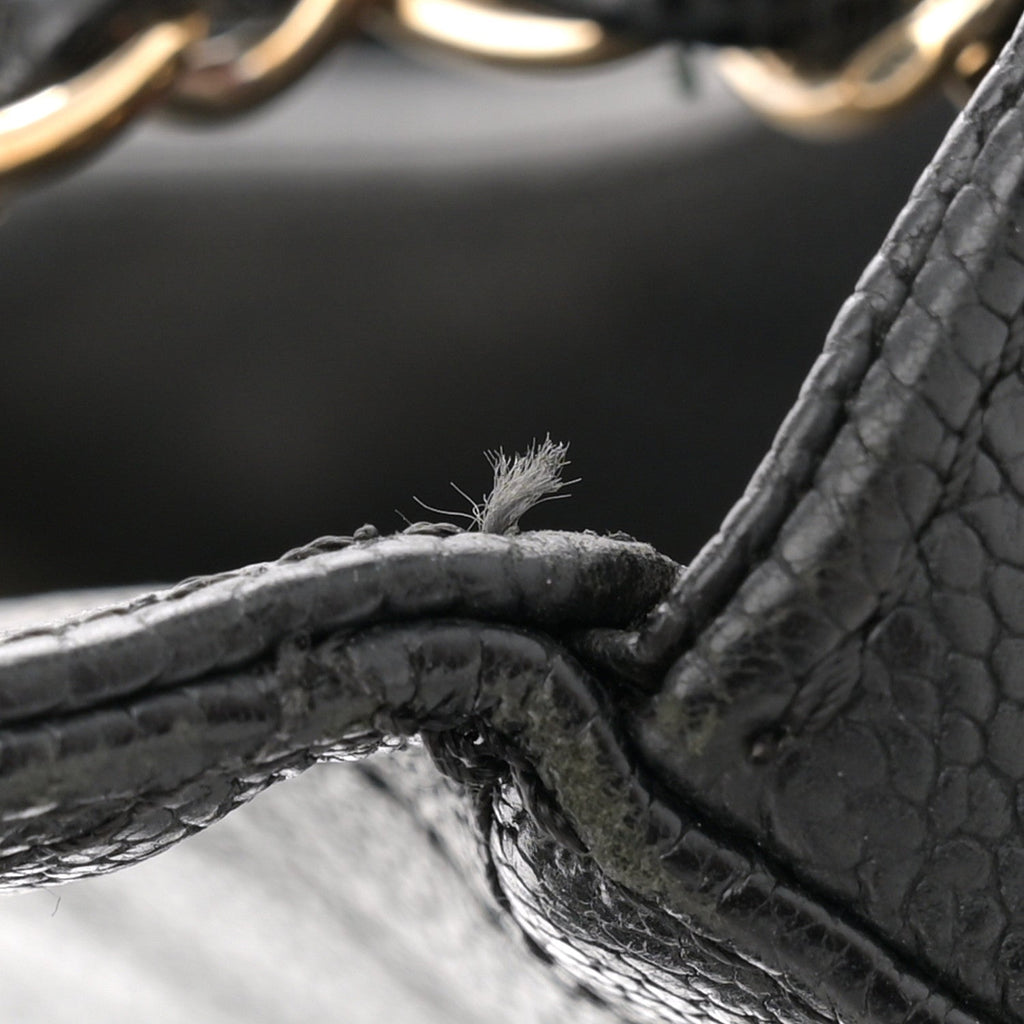 Grained Calfskin Quilted Small Cuba Top Handle Flap Black