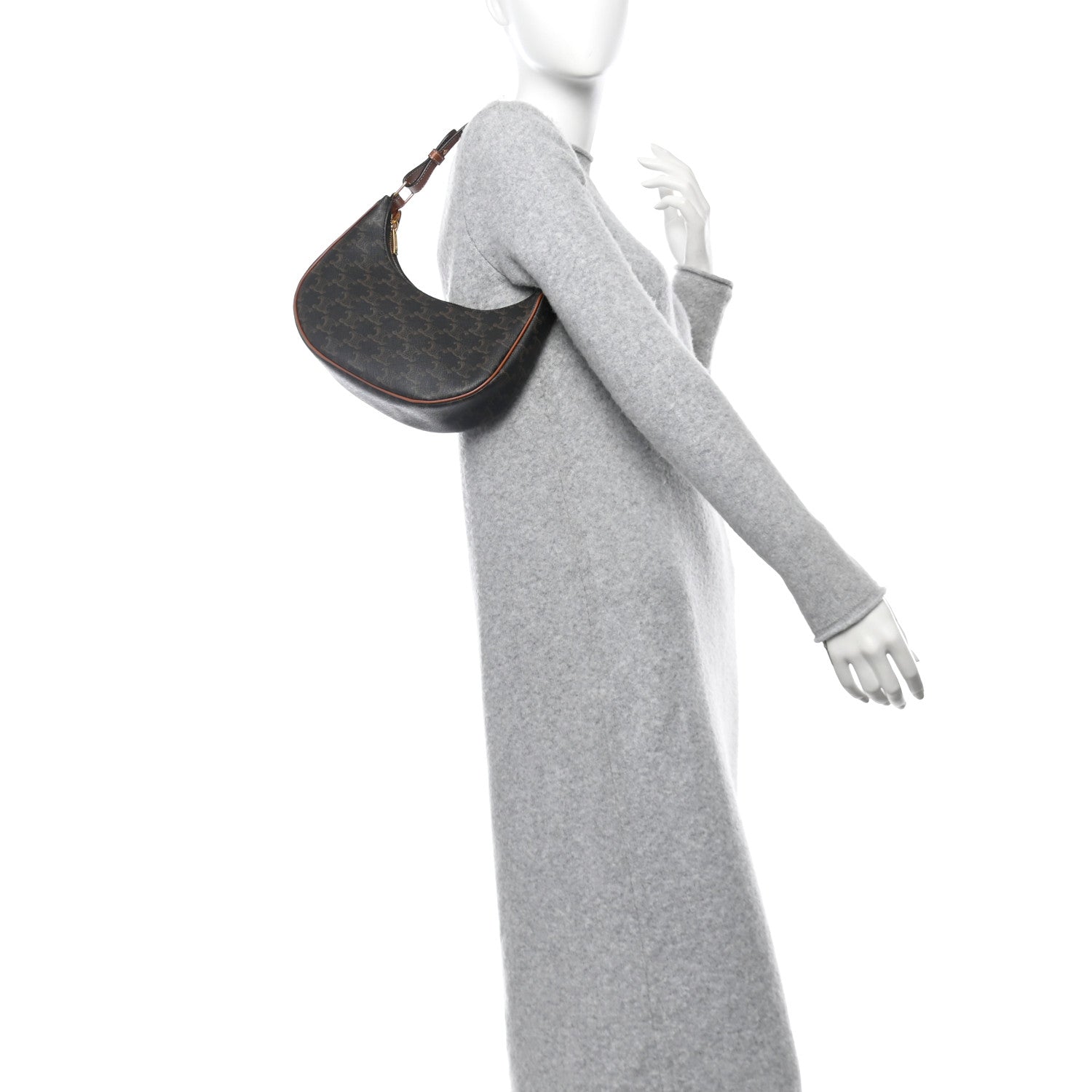 Triomphe Canvas Calfskin Ava Shoulder Bag Tan