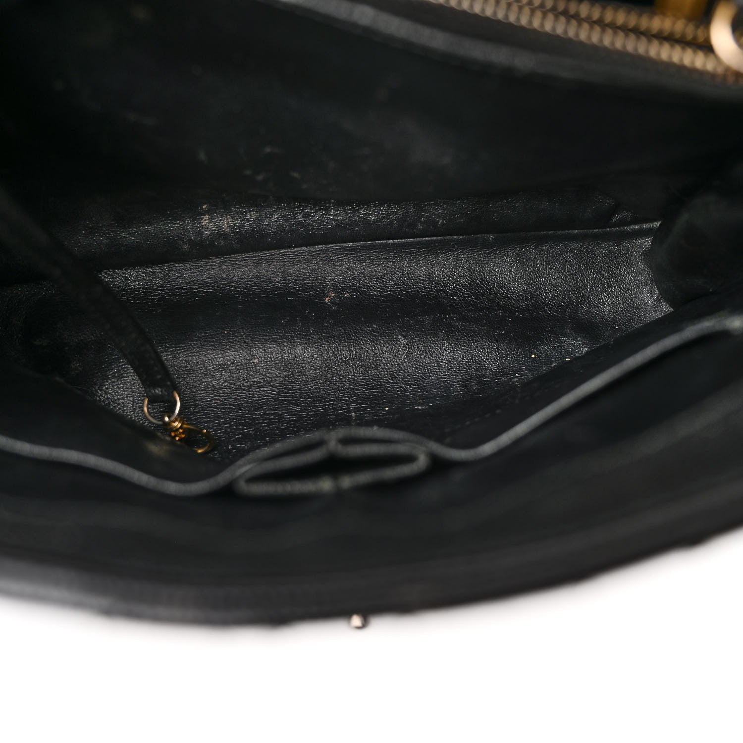 Caviar Lizard Quilted Large Coco Handle Flap Black