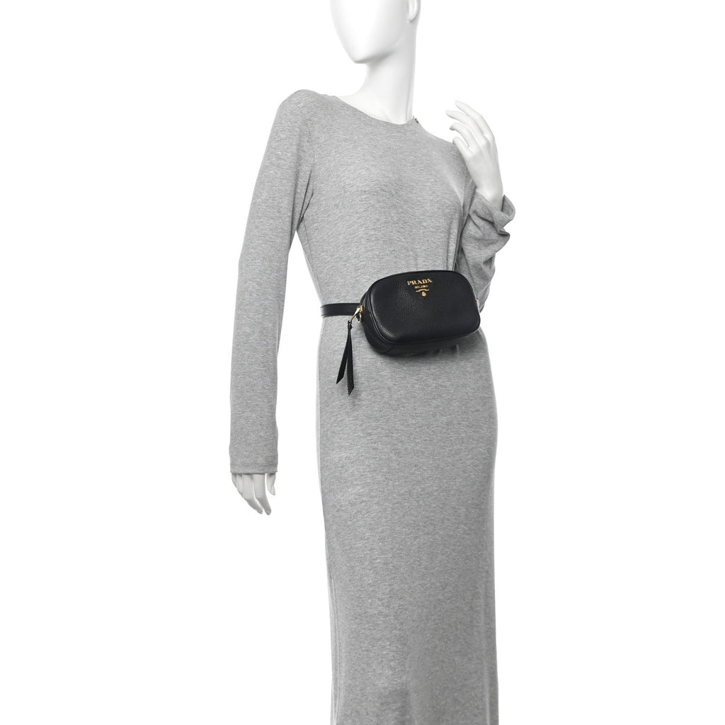 Vitello Daino Logo Belt Bag Black