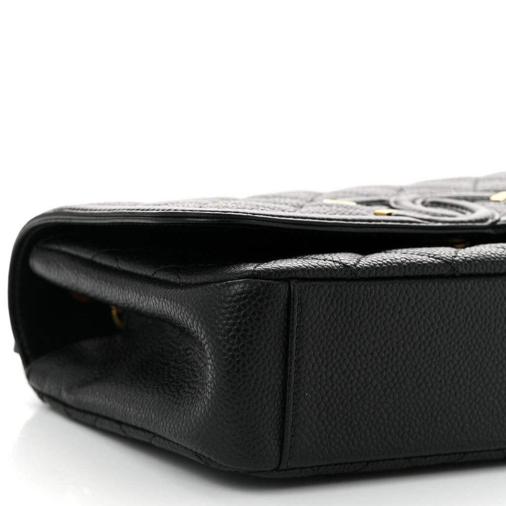 Caviar Quilted Small CC Filigree Flap Black
