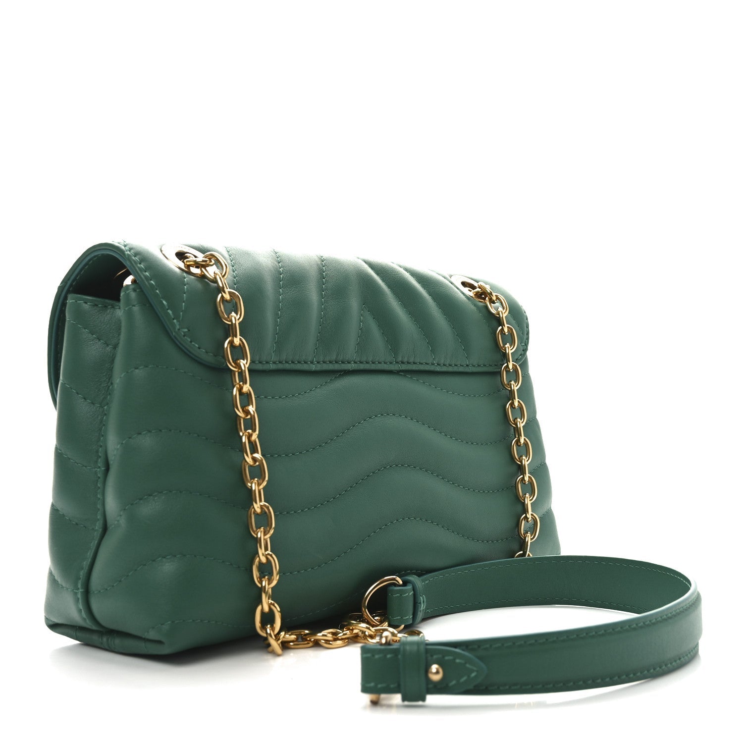 Calfskin New Wave Chain Bag MM NM Emerald