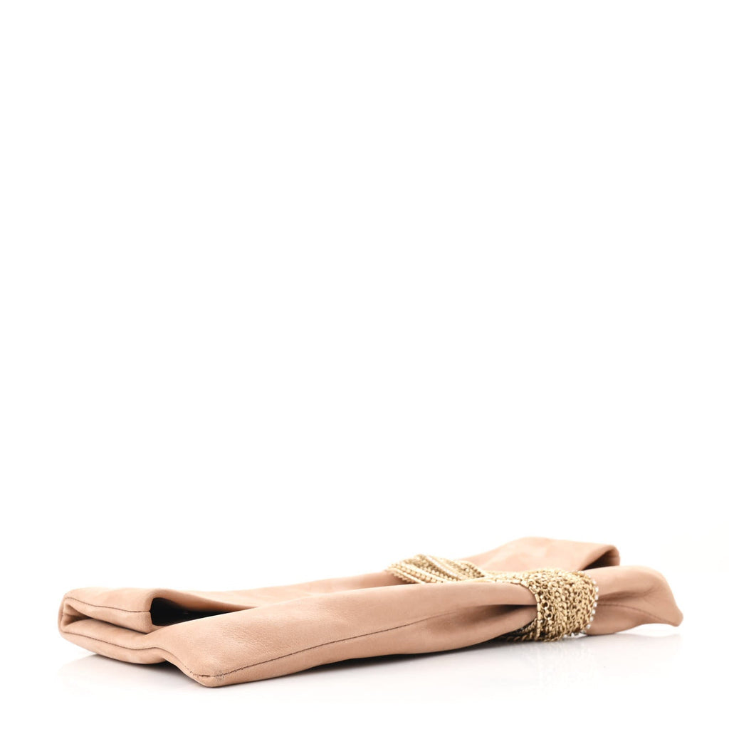 Shimmer Suede Crystal Chandra Clutch Blush
