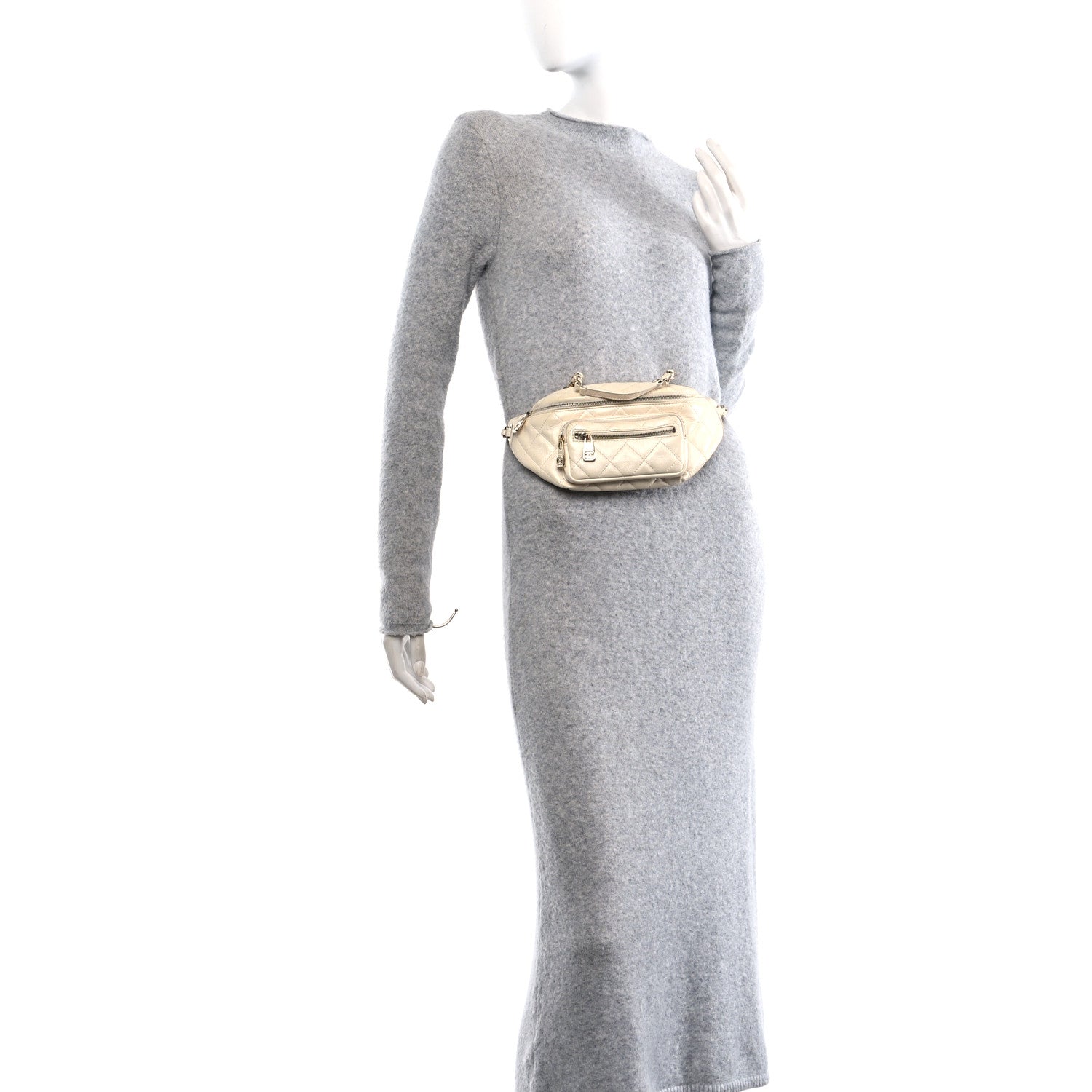 Calfskin Quilted All About Waist Belt Bag Light Beige
