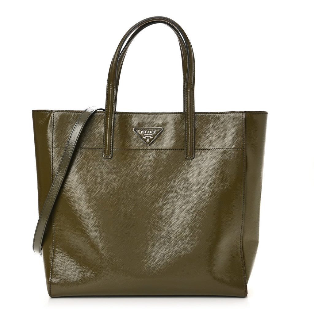 Saffiano Vernice Shopping Tote Militare