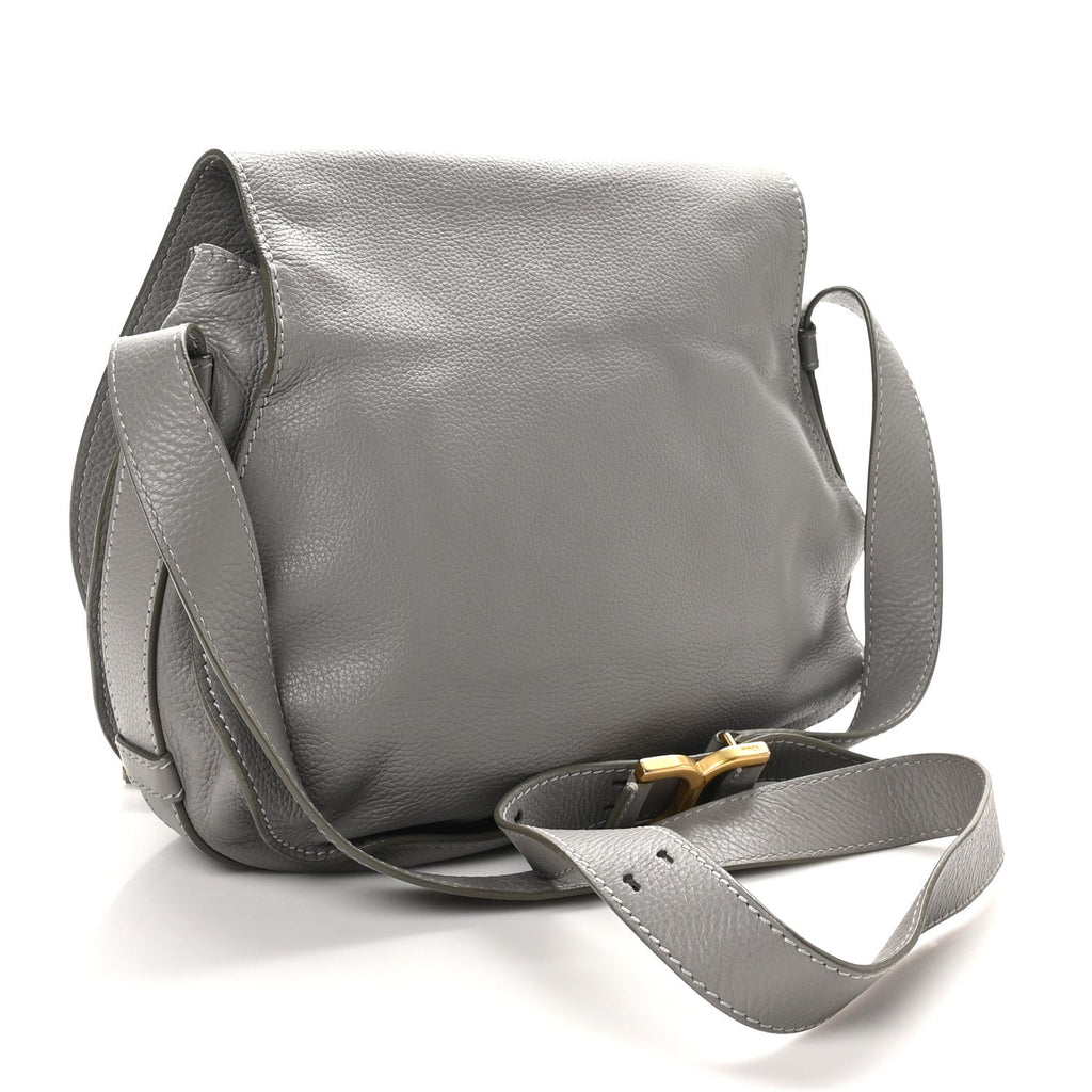 Grained Calfskin Medium Marcie Saddle Bag Cashmere Grey