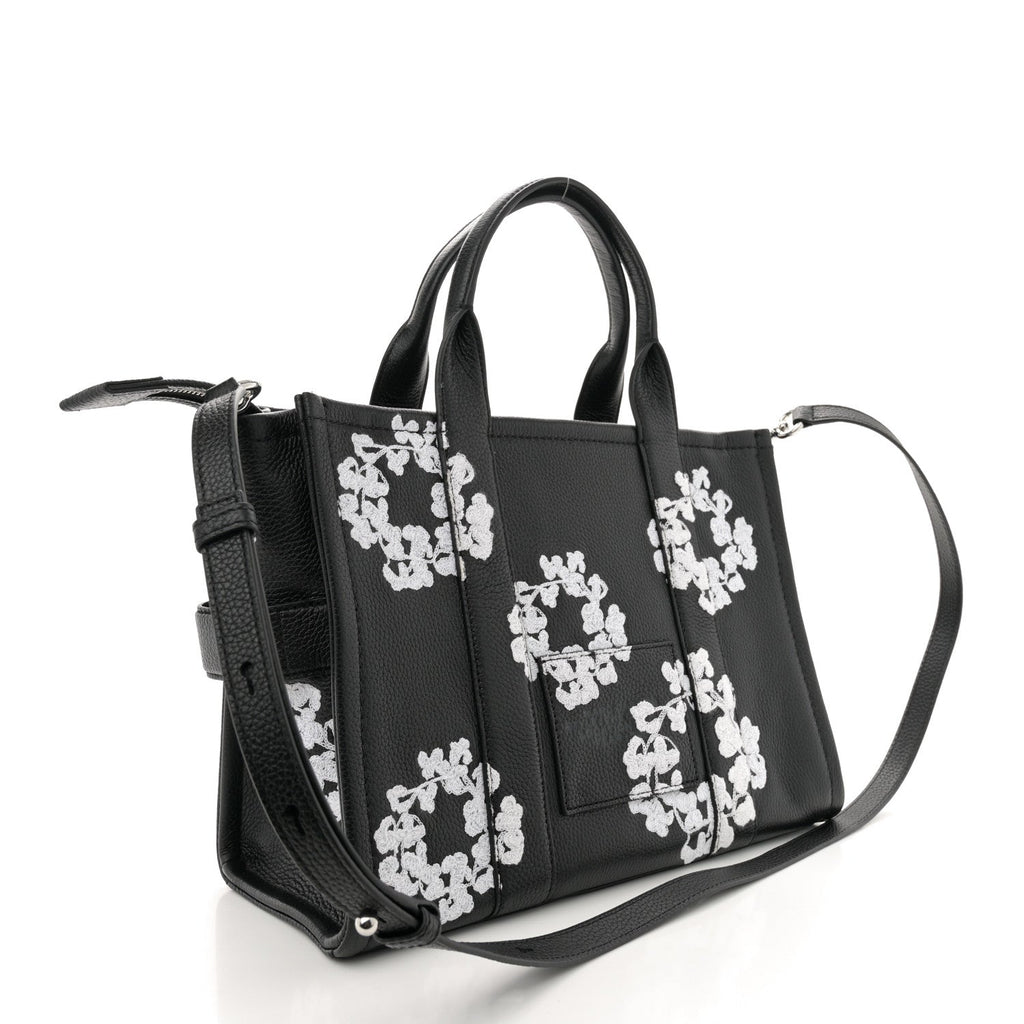 x Denim Tears Grained Calfskin Medium The Tote Bag Black