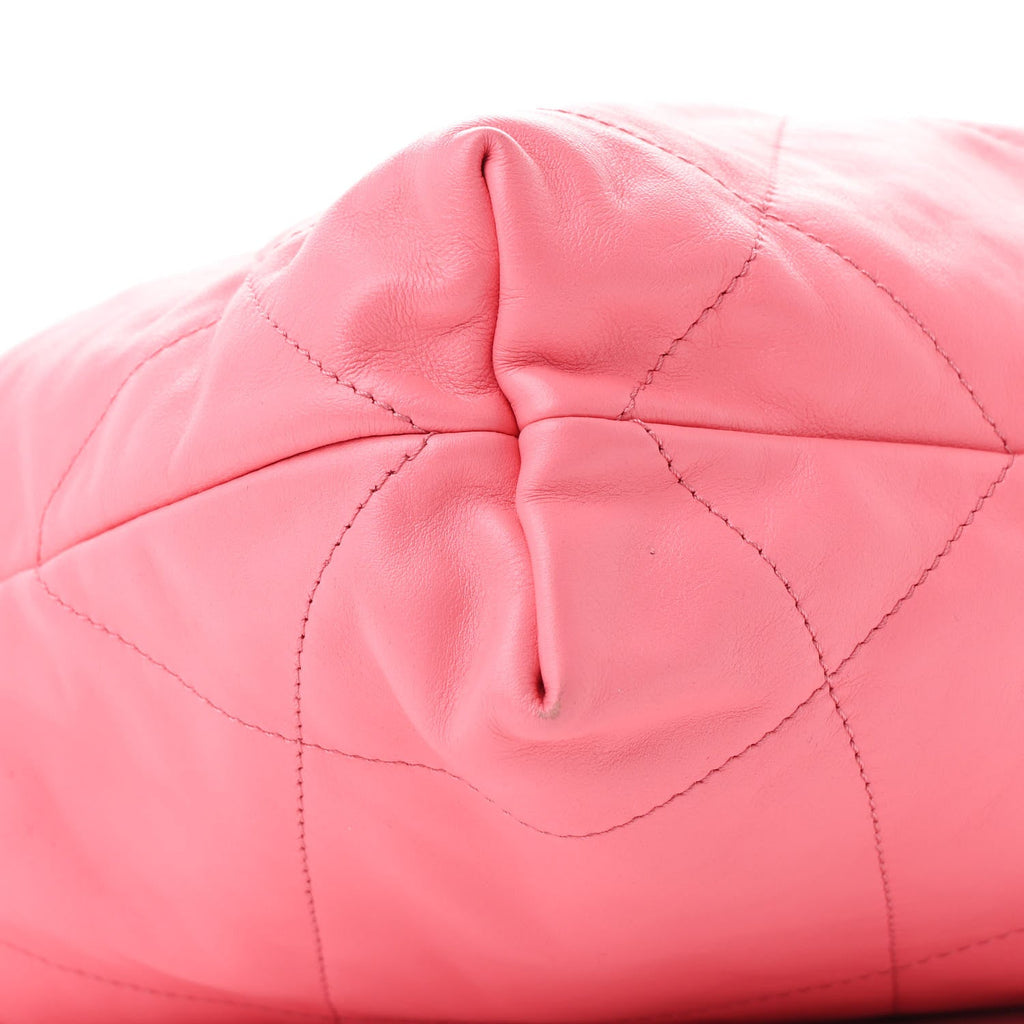 Shiny Calfskin Quilted Small Chanel 22 Coral Pink