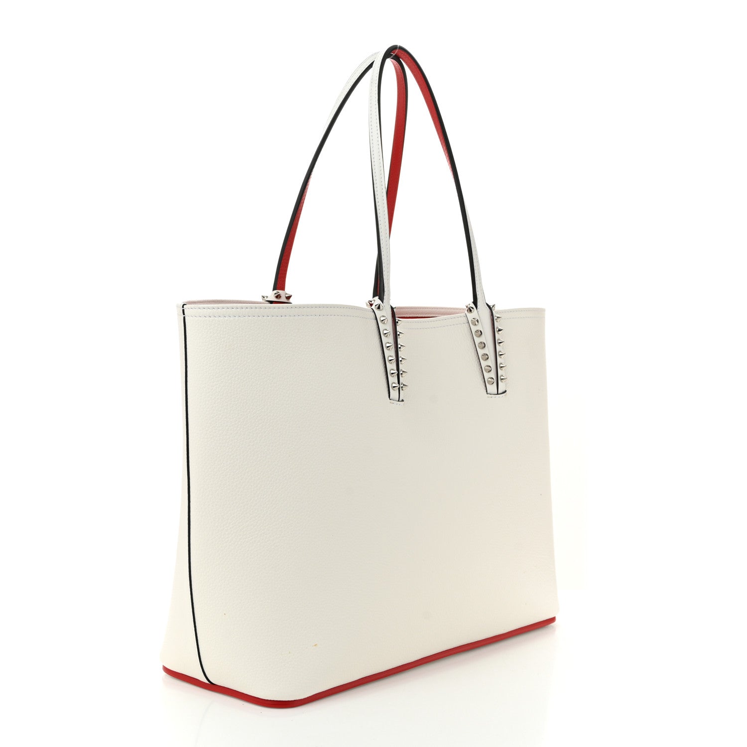 Calfskin Spikes Large East West Cabata Tote Snow