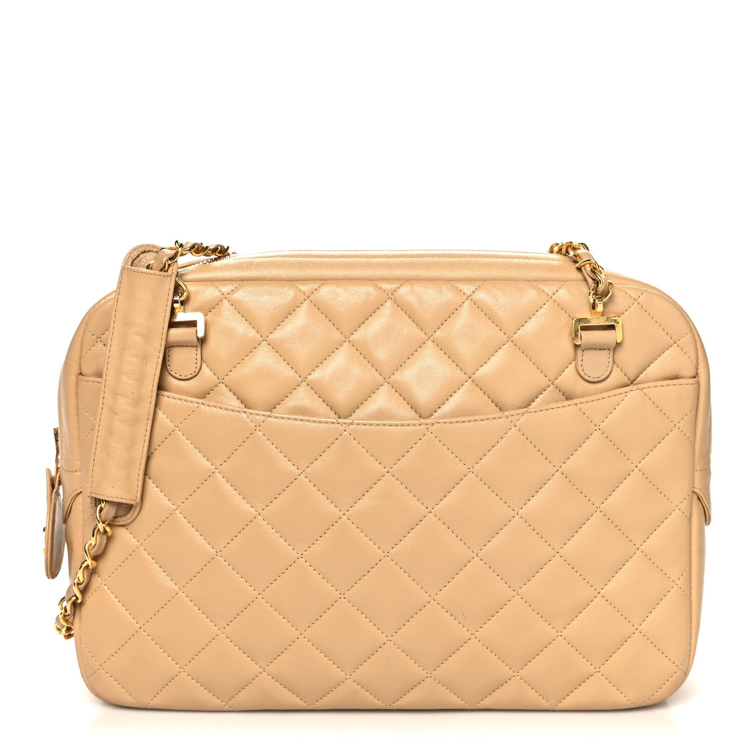 Lambskin Quilted Camera Case Beige