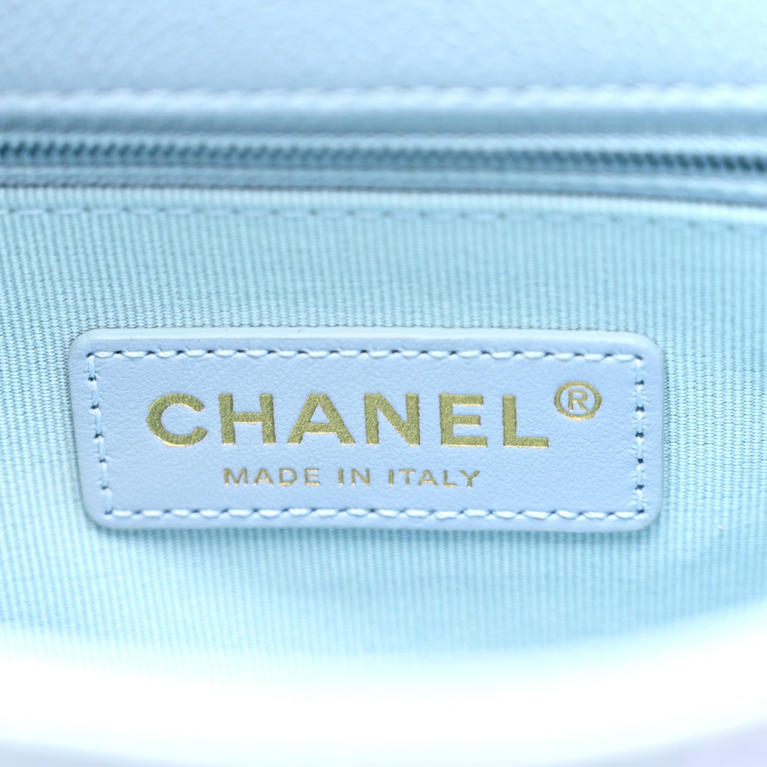 Iridescent Caviar Quilted Mini My Perfect Flap Light Blue